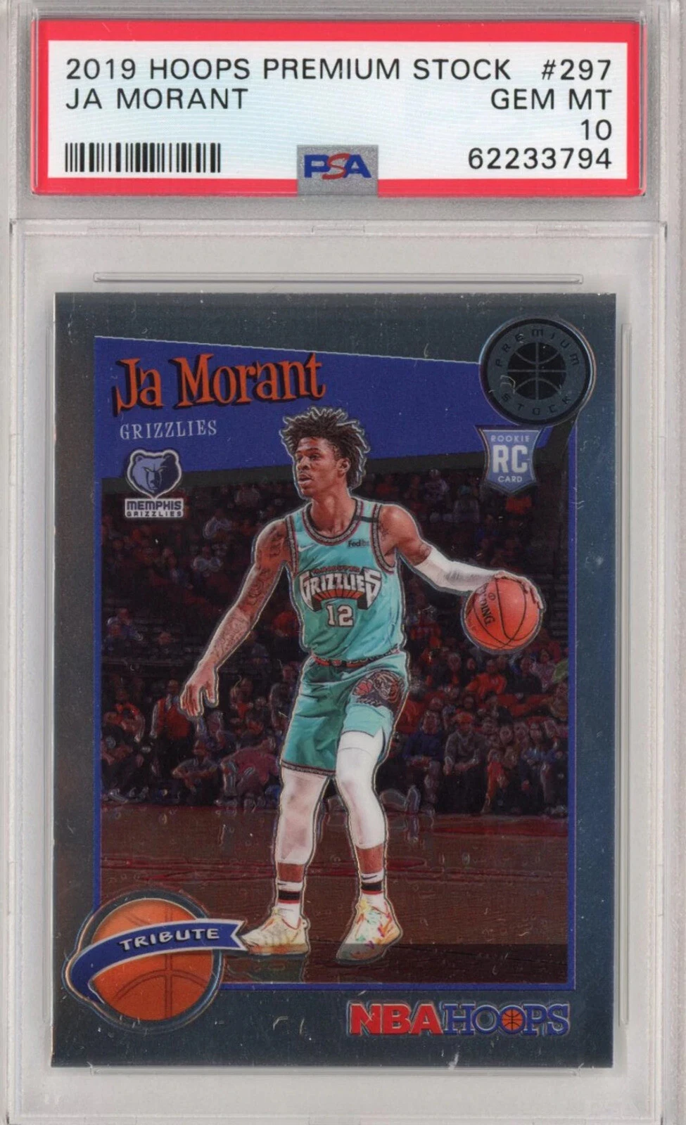 Graded 2019-20 Panini Hoops Premium Stock Ja Morant #297 Rookie Card PSA 10 Mint