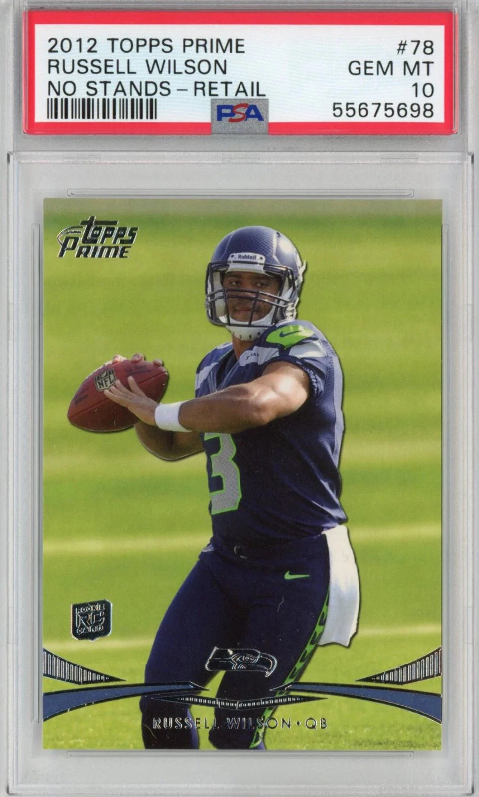 Graded 2012 Topps Prime Russell Wilson #78 No Stand Retail Rookie Card PSA 10