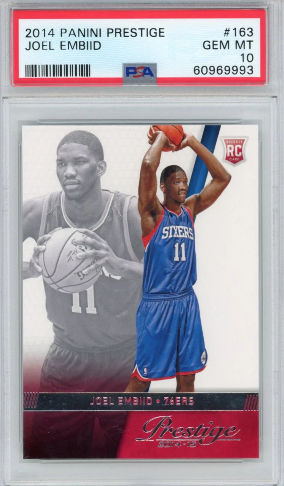 Graded 2014-15 Panini Prestige Joel Embiid #163 Rookie RC Basketball Card PSA 10