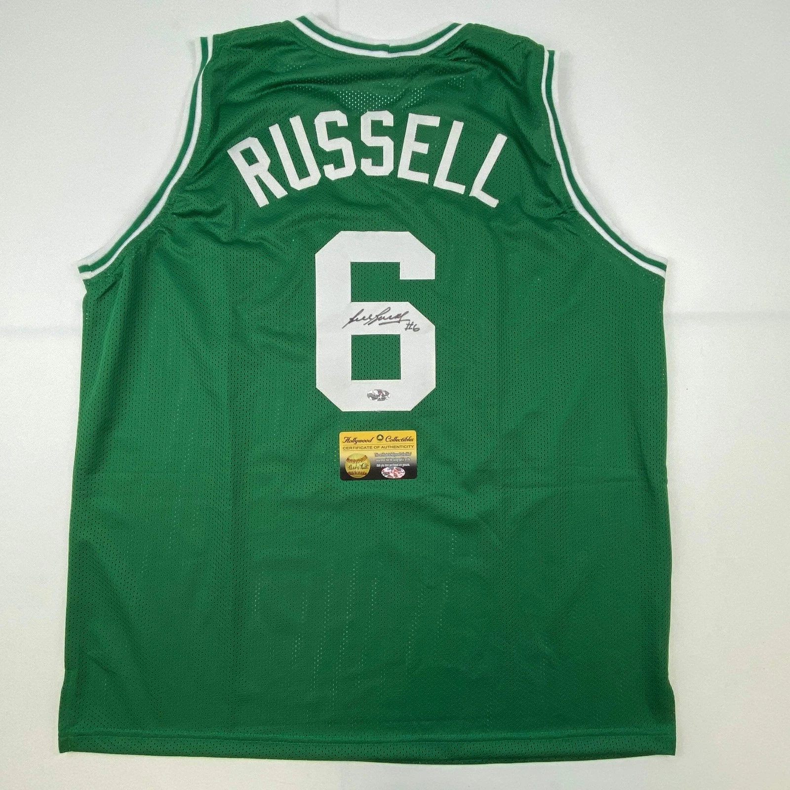 Autographed/Signed Bill Russell Boston Green Jersey Hollywood Collectibles COA