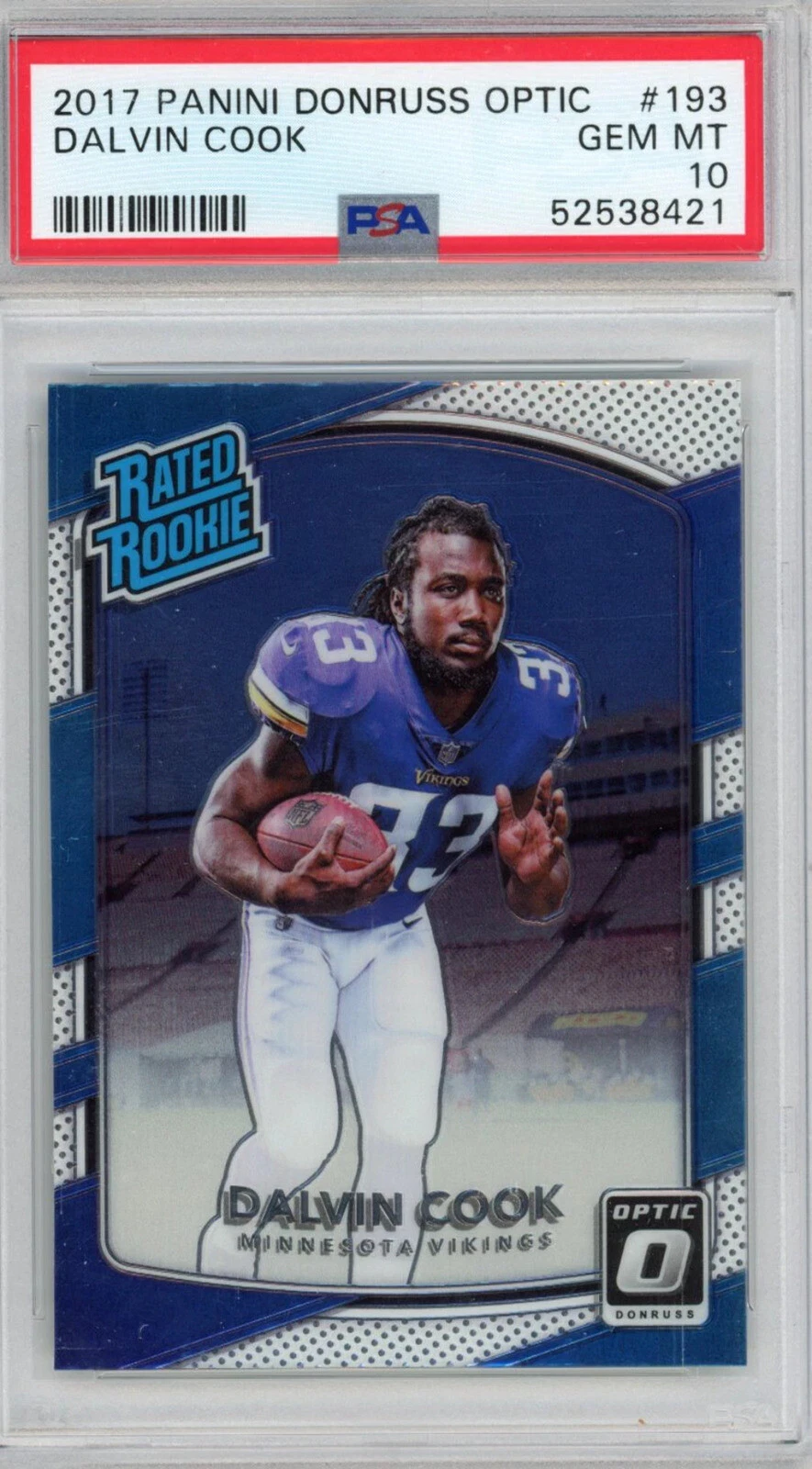 Graded 2017 Panini Donruss Optic Dalvin Cook #193 Rookie RC Card PSA 10 Gem Mint