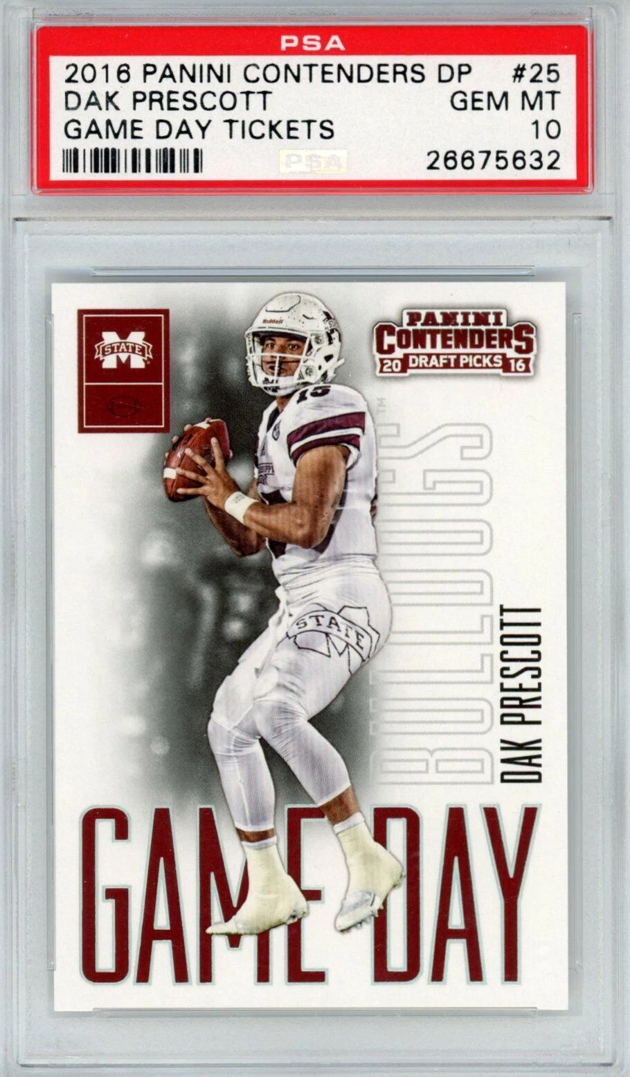 Graded 2016 Panini Contenders DP Dak Prescott #25 Game Day Rookie Card PSA 10