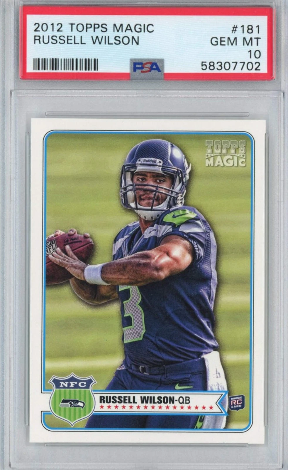 Graded 2012 Topps Magic Russell Wilson #181 Rookie RC Football Card PSA 10 Mint