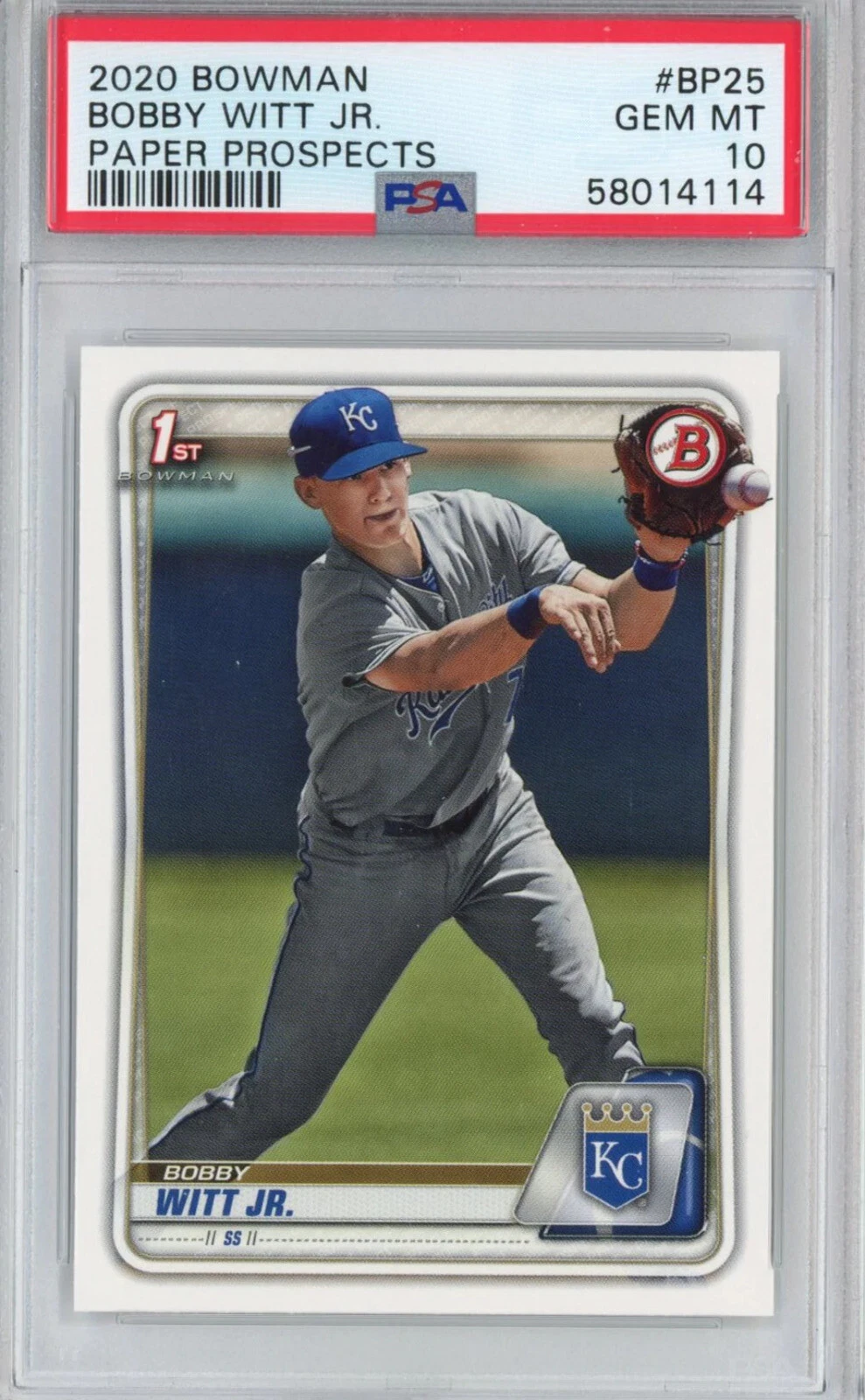 Graded 2020 Bowman Paper Prospects Bobby Witt Jr. #BP25 Rookie RC Card PSA 10