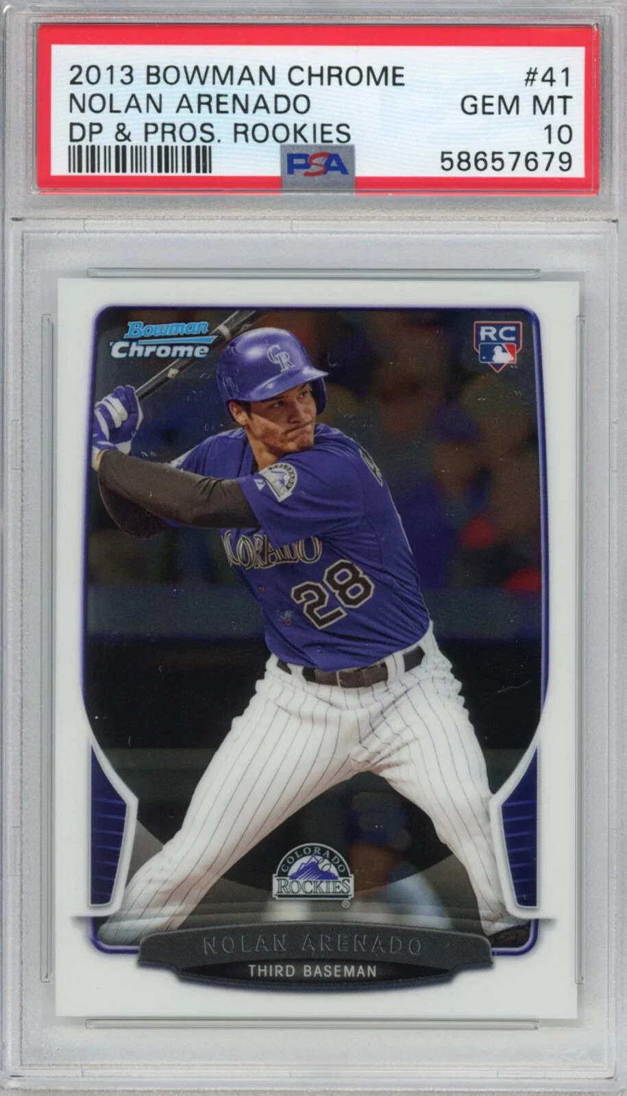 Graded 2013 Bowman Chrome Draft Nolan Arenado #41 Rookie RC Card PSA 10 Mint