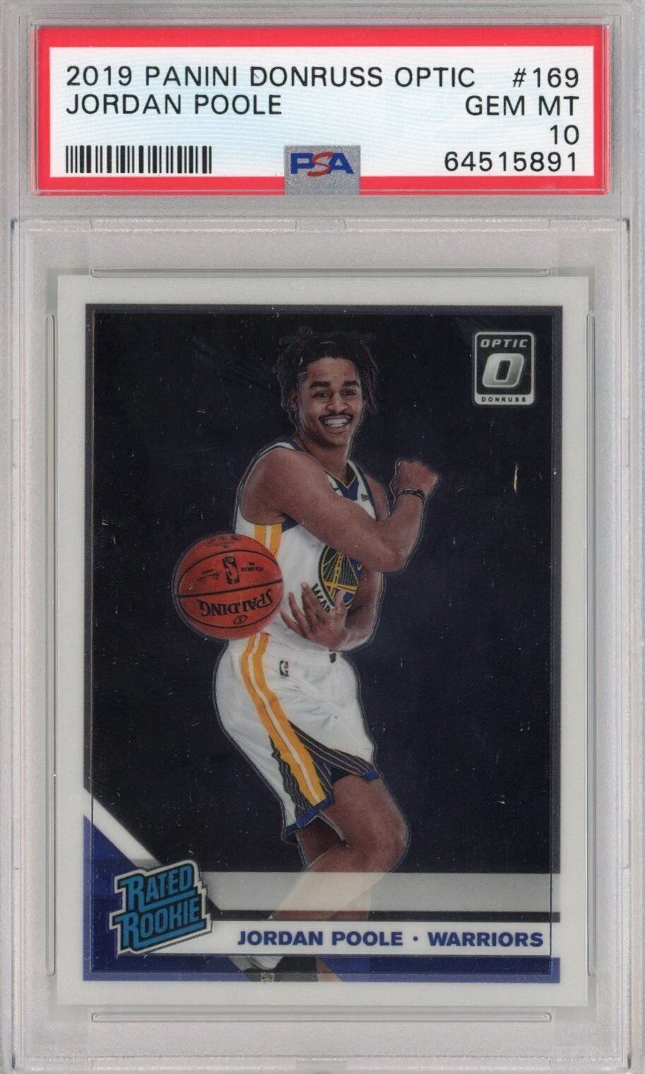 Graded 2019-20 Panini Donruss Optic Jordan Poole #169 Rookie RC Card PSA 10 Mint