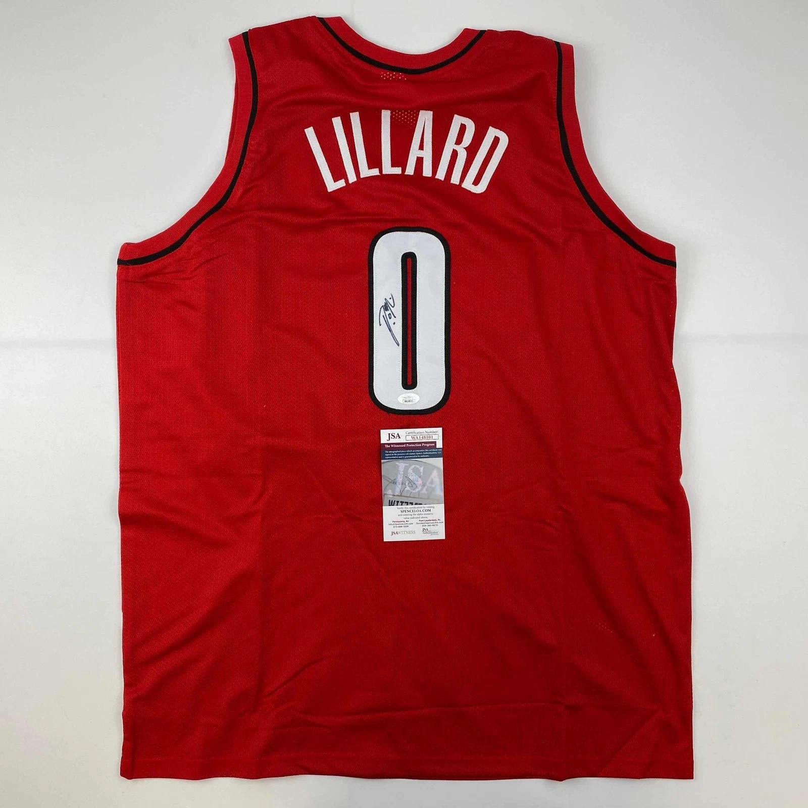 Autographed/Signed Damian Lillard Portland Red Basketball Jersey JSA COA