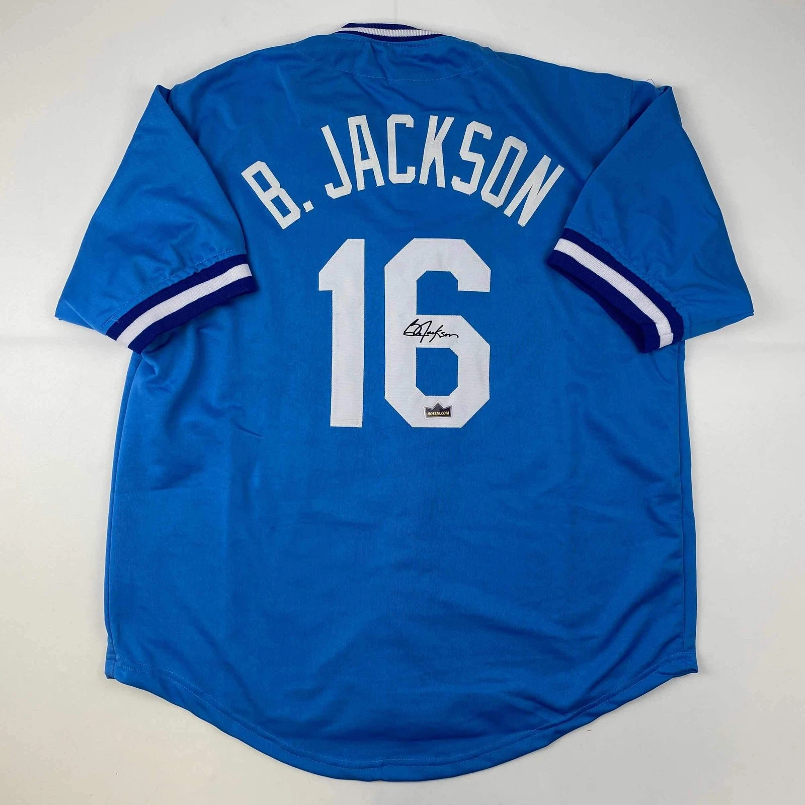Facsimile Autographed Bo Jackson Kansas City Blue Reprint Jersey Size Men's XL