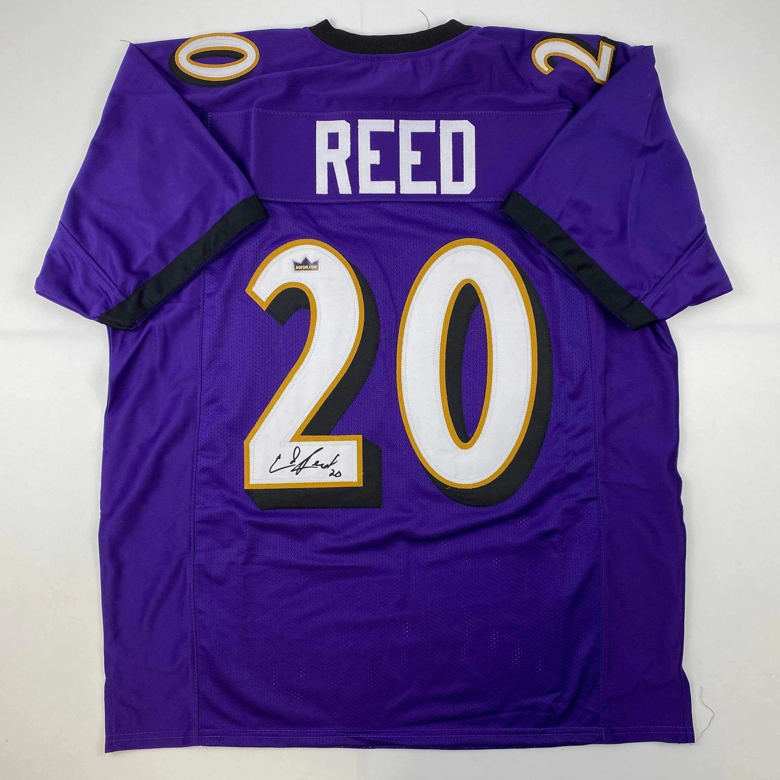 Facsimile Autographed Ed Reed Baltimore Purple Reprint Laser Jersey Size Mens XL