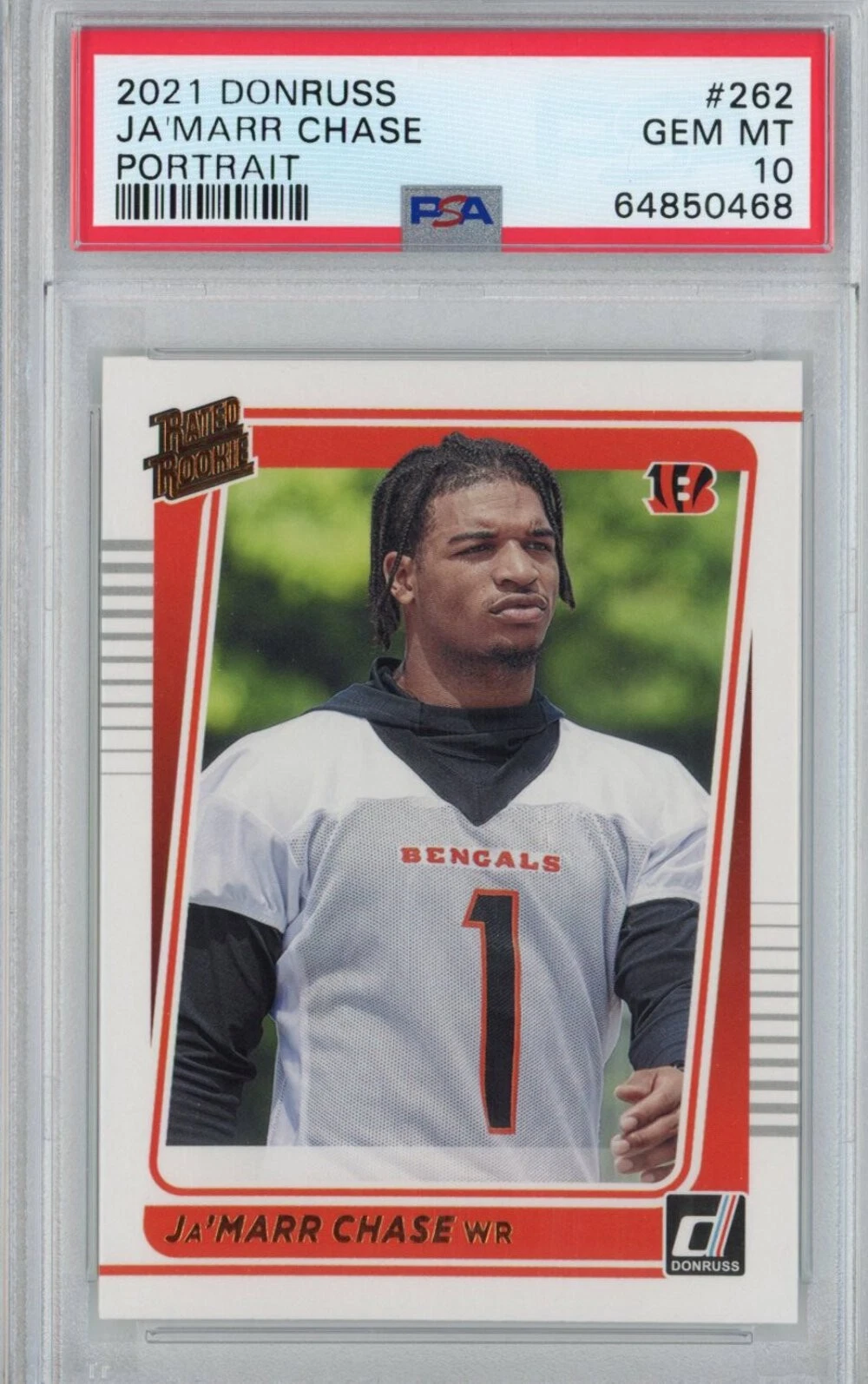 Graded 2021 Panini Donruss Ja'Marr Chase #262 Portrait Rookie RC Card PSA 10
