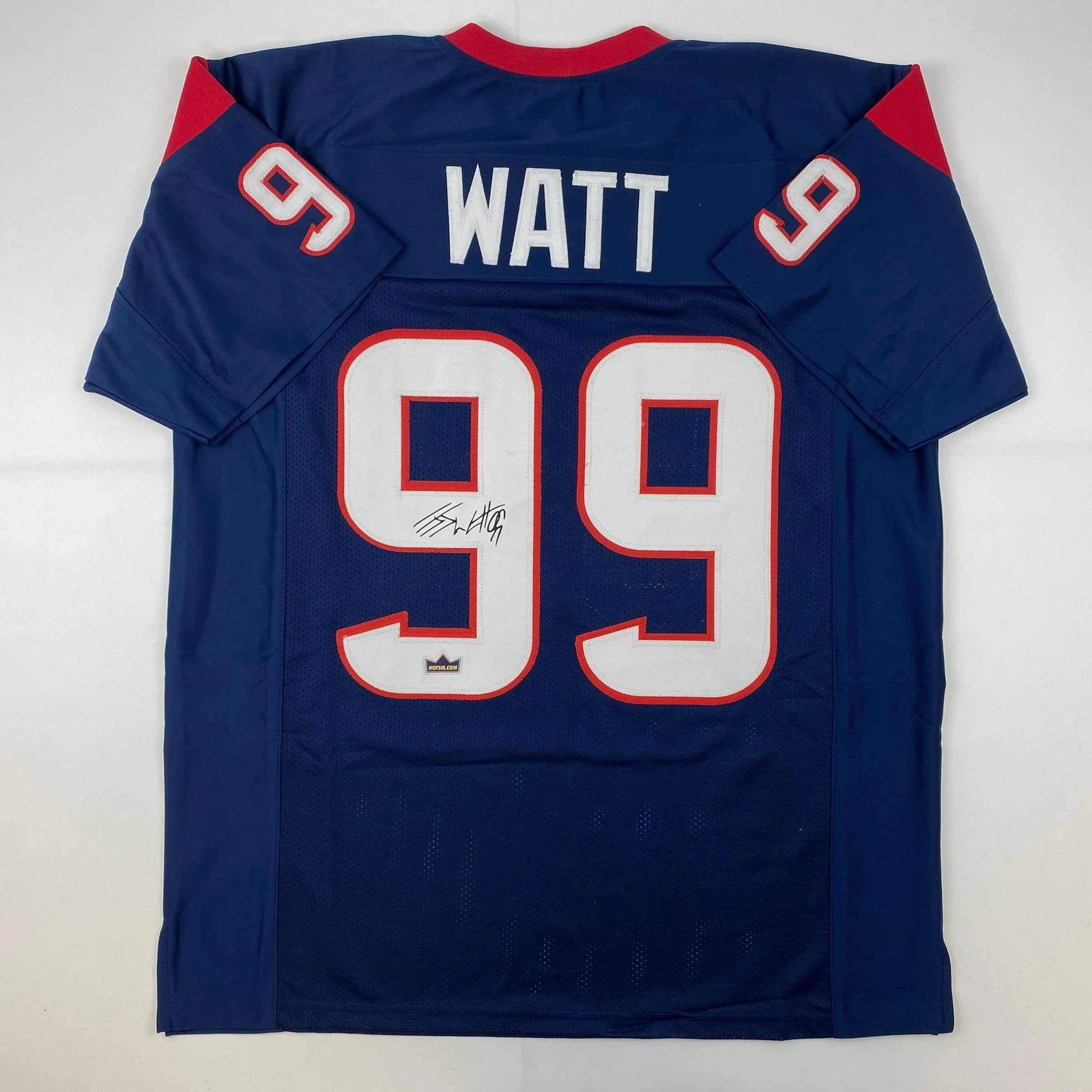 Facsimile Autographed JJ J.J. Watt Houston Blue Reprint Jersey Size Men's XL