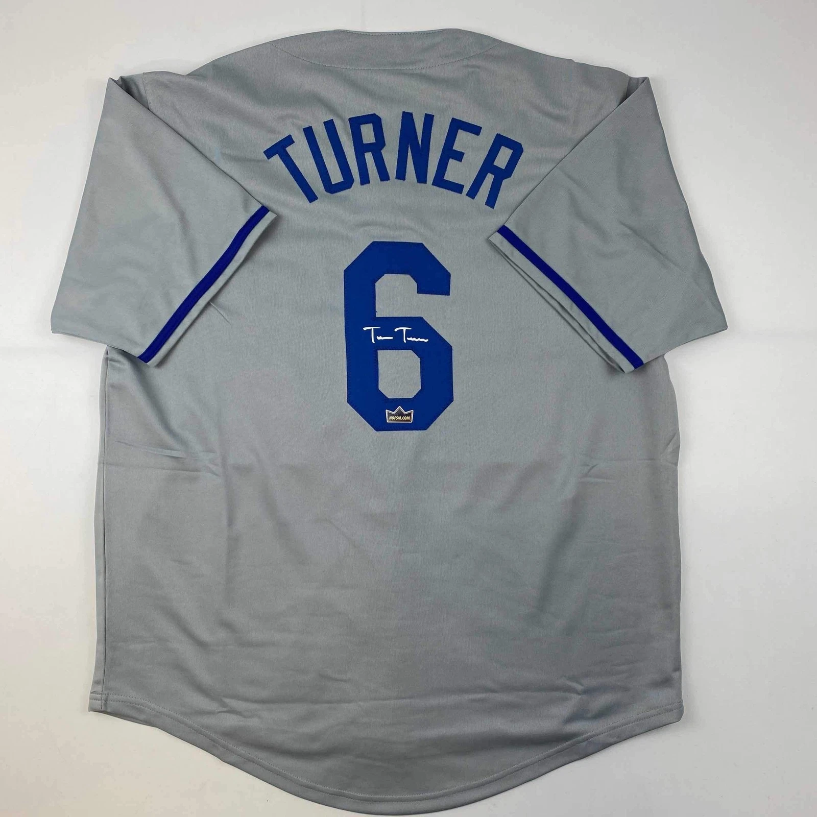 Facsimile Autographed Trea Turner Los Angeles LA Grey Reprint Jersey Men's XL
