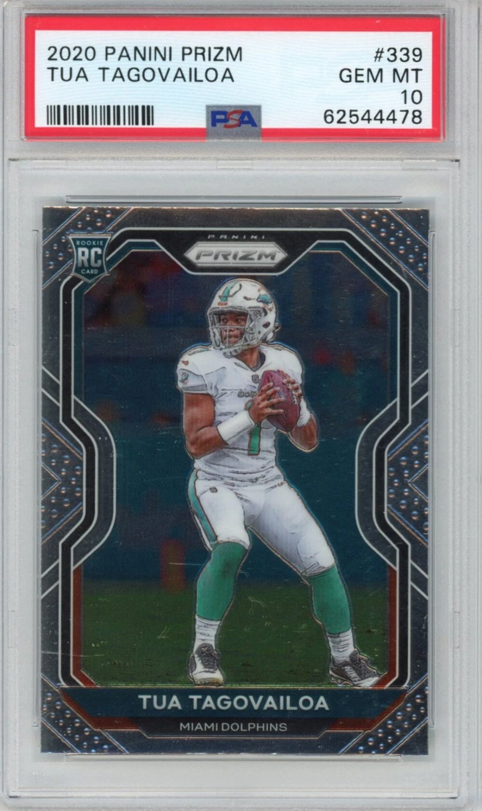 Graded 2020 Panini Prizm Tua Tagovailoa #339 Rookie RC Card PSA 10 Gem Mint