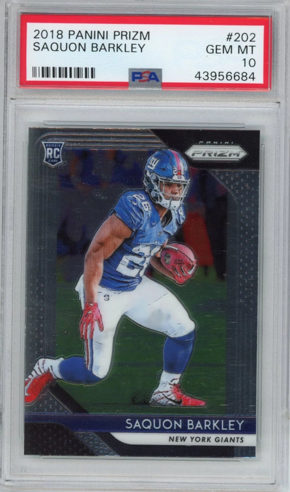 Graded 2018 Panini Prizm Saquon Barkley #202 Rookie RC Football Card PSA 10 Mint
