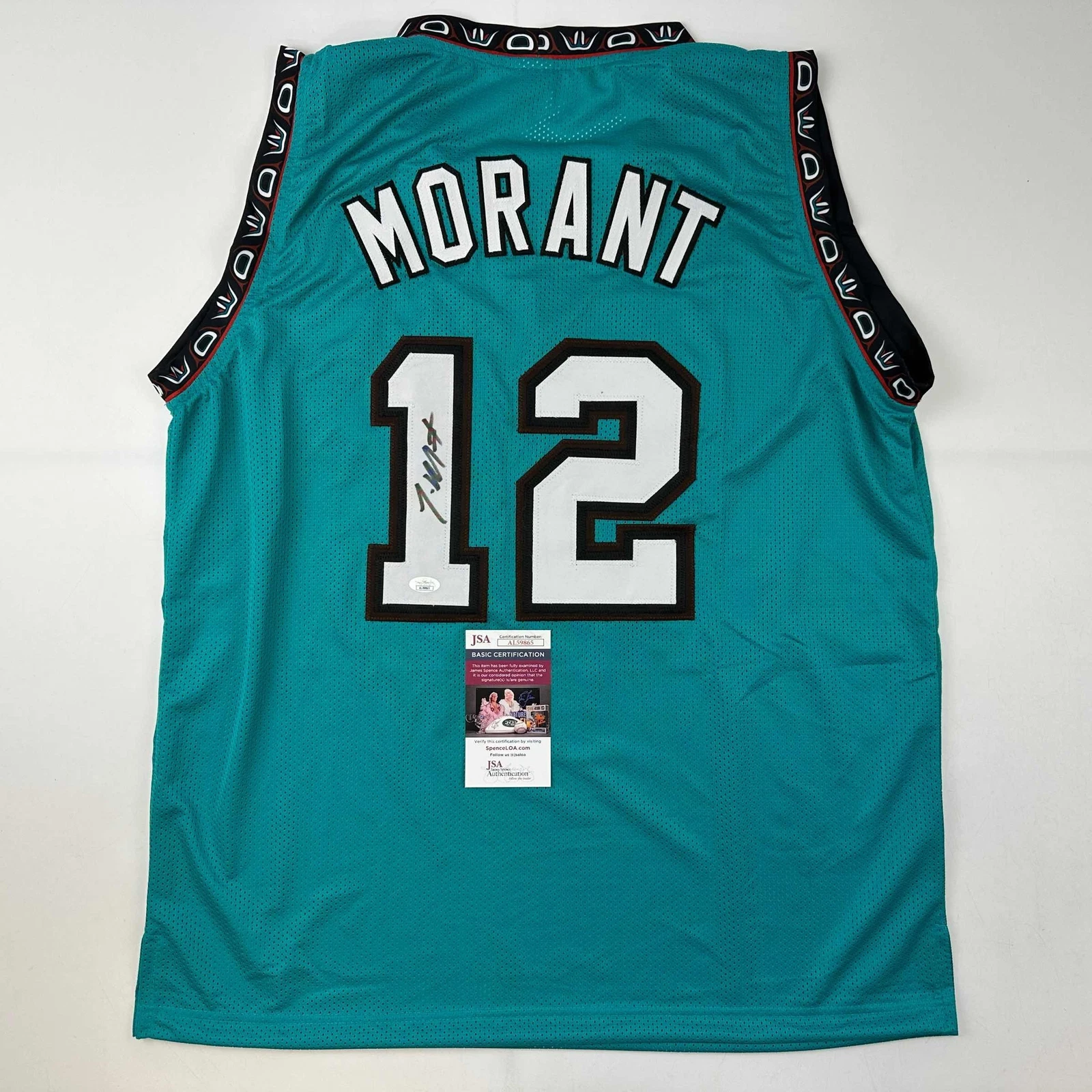 Autographed/Signed Ja Morant Memphis Teal Basketball Jersey JSA COA