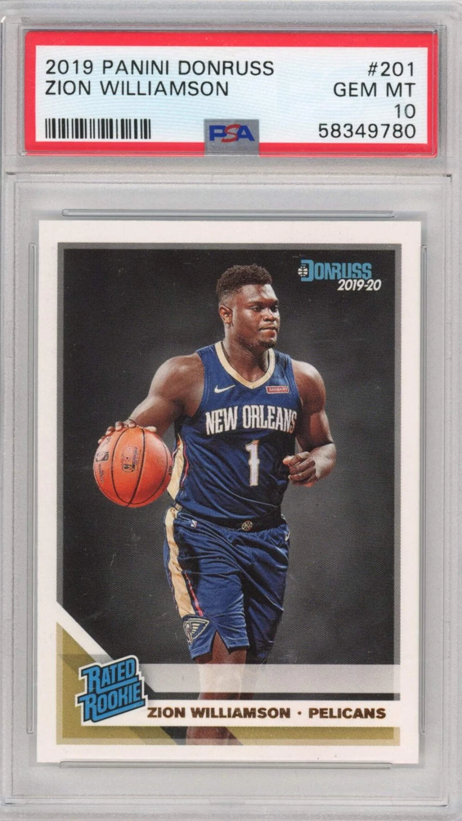 Graded 2019-20 Panini Donruss Zion Williamson #201 Rookie Basketball Card PSA 10