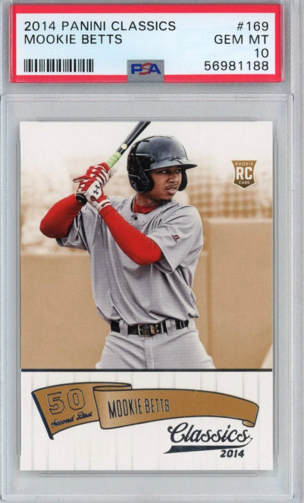 Graded 2014 Panini Classics Mookie Betts #169 Rookie RC Card PSA 10 Gem Mint