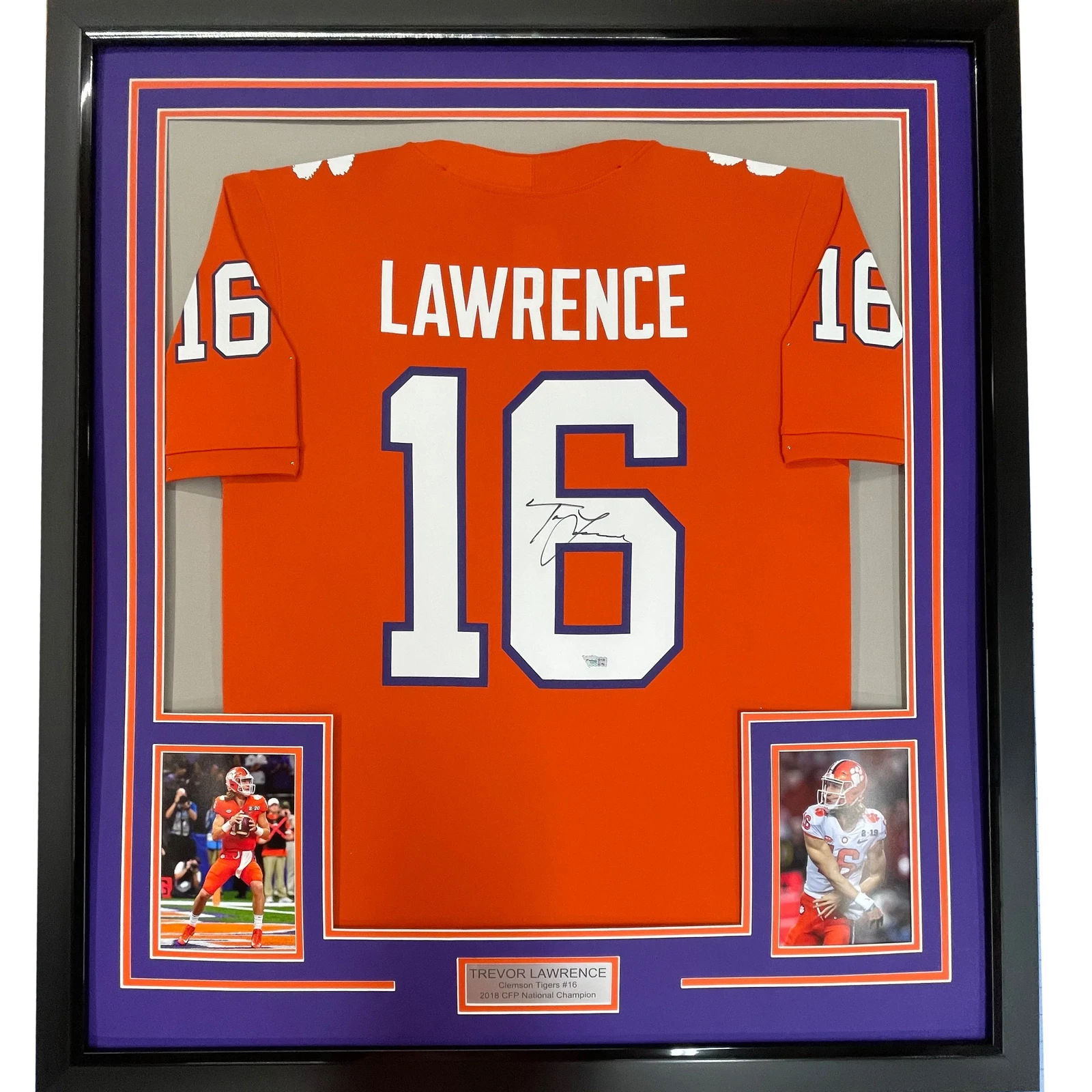Framed Autographed/Signed Trevor Lawrence 33x42 Clemson Jersey Fanatics COA