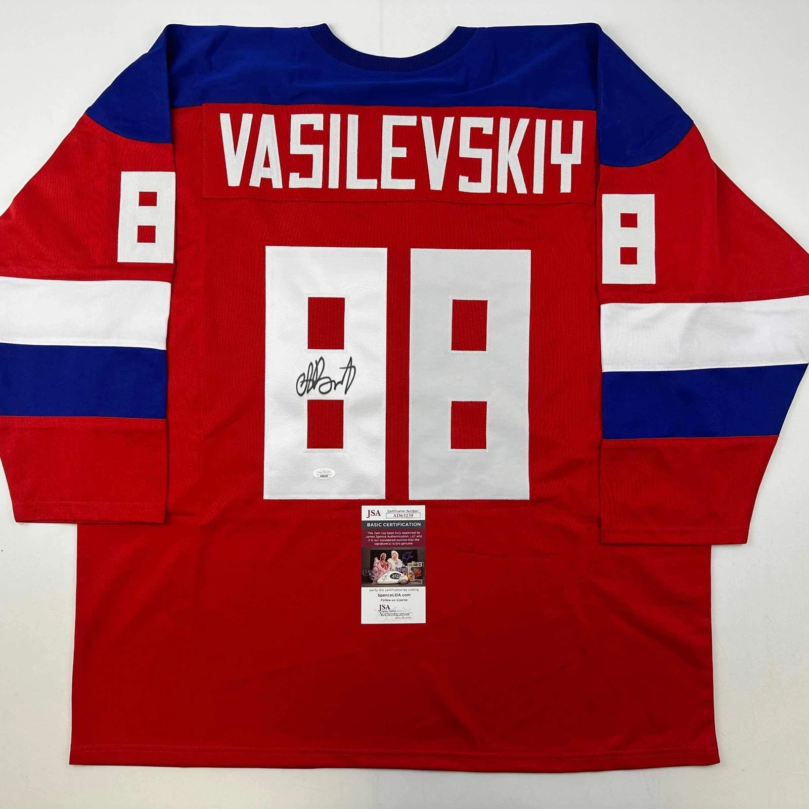 Autographed/Signed Andrei Vasilevskiy Team Russia Red Olympics Jersey JSA COA