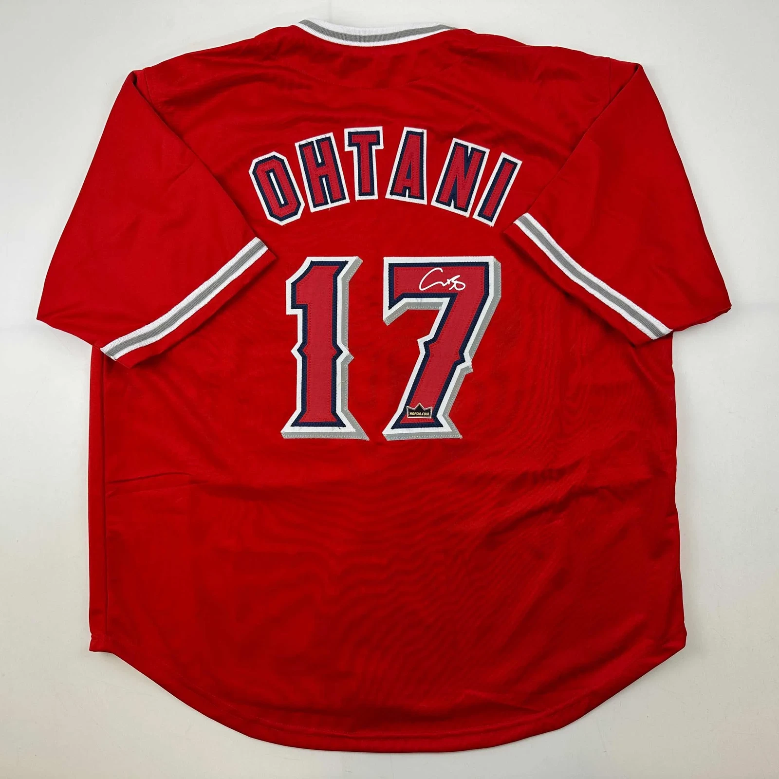 Facsimile Autographed Shohei Ohtani Los Angeles LA Anaheim Red Reprint Jersey XL
