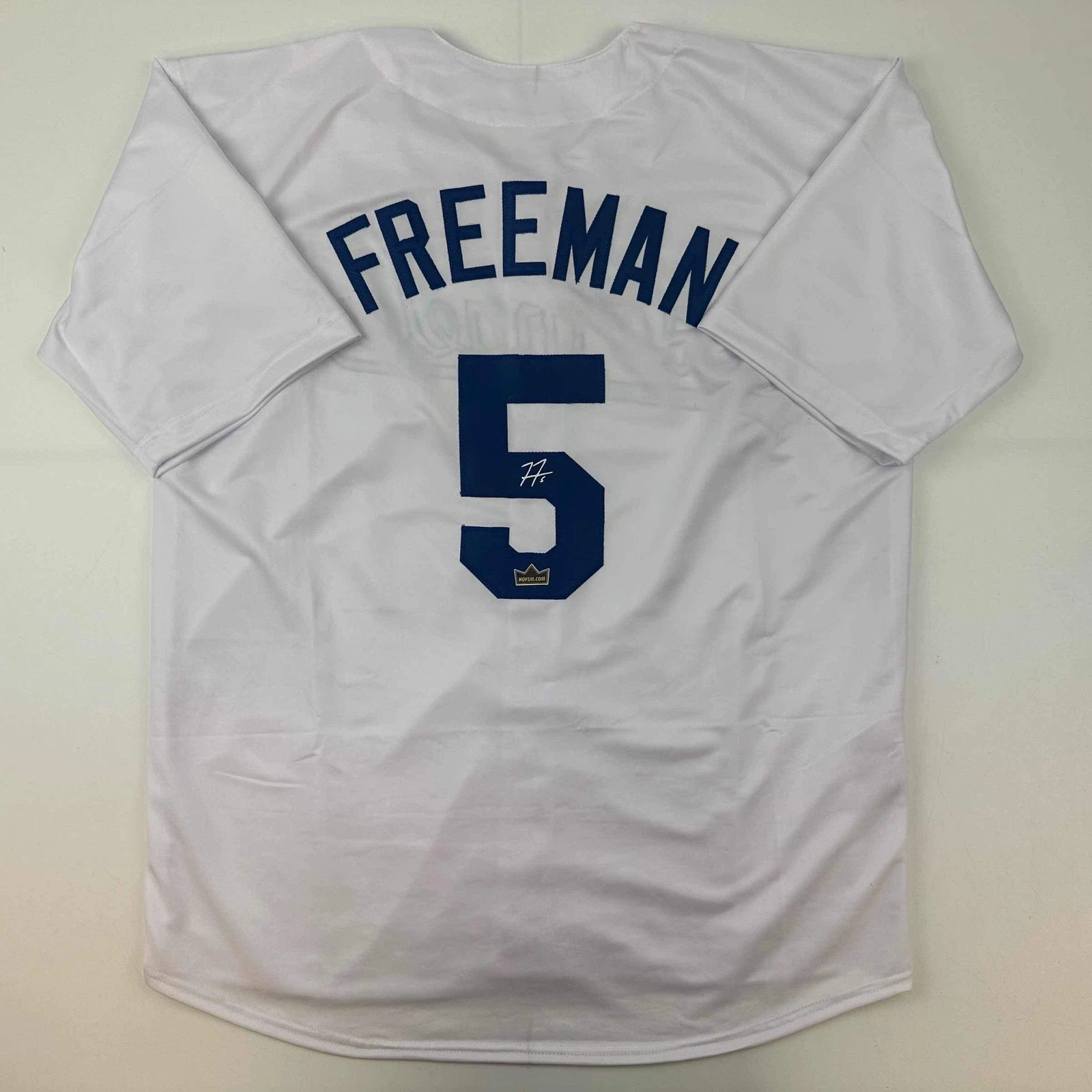 Facsimile Autographed Freddie Freeman Los Angeles White Reprint Auto Jersey XL