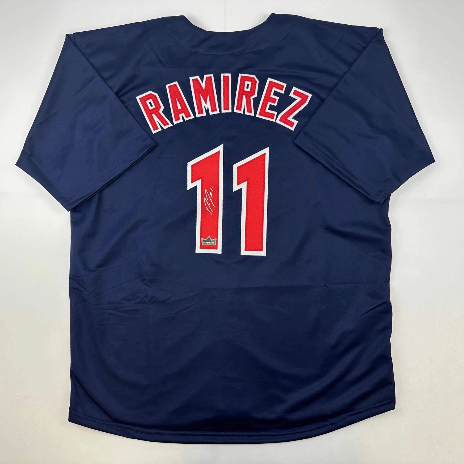 Facsimile Autographed Jose Ramirez Cleveland Blue Reprint Auto Jersey Men's XL