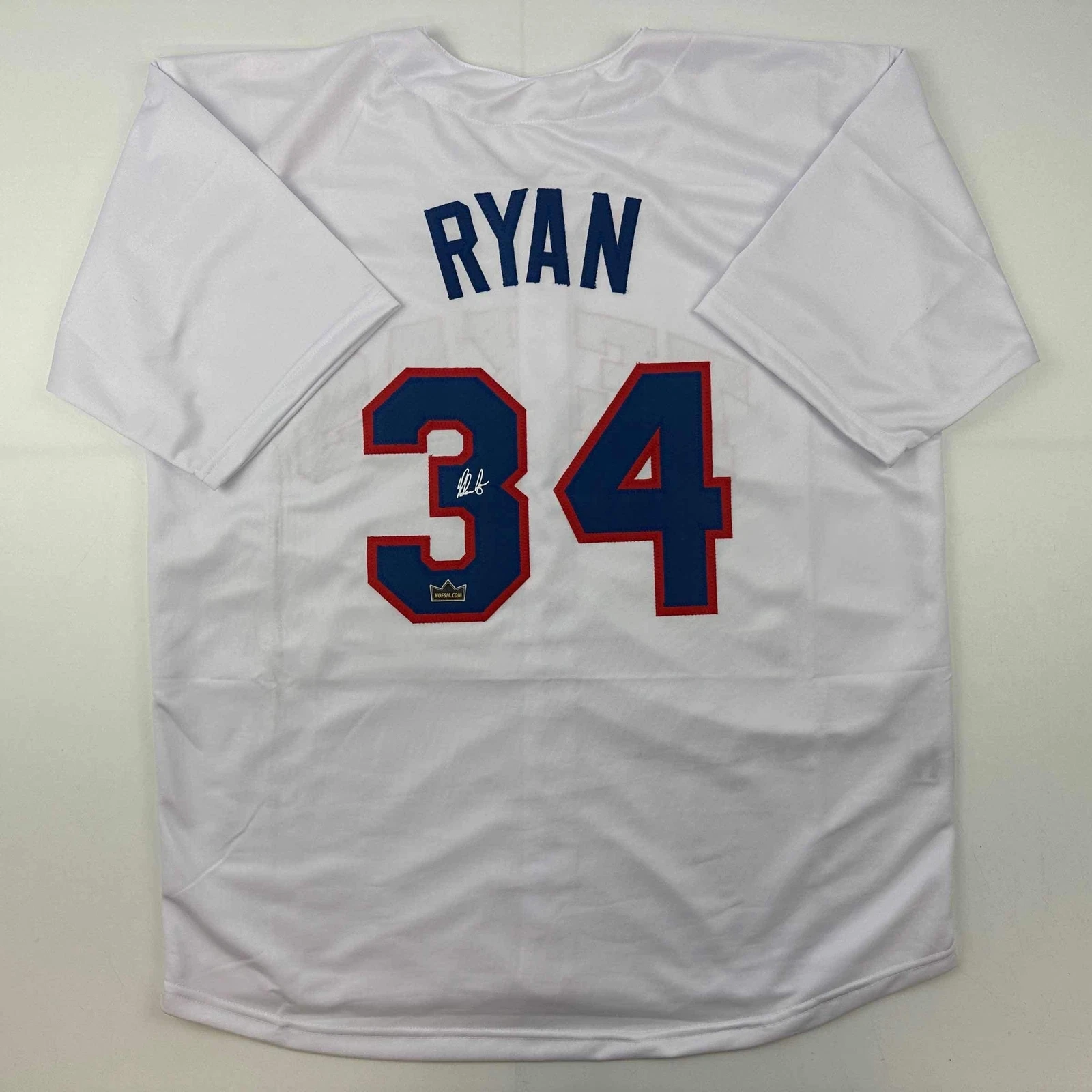 Facsimile Autographed Nolan Ryan Texas White Reprint Laser Auto Jersey Men's XL
