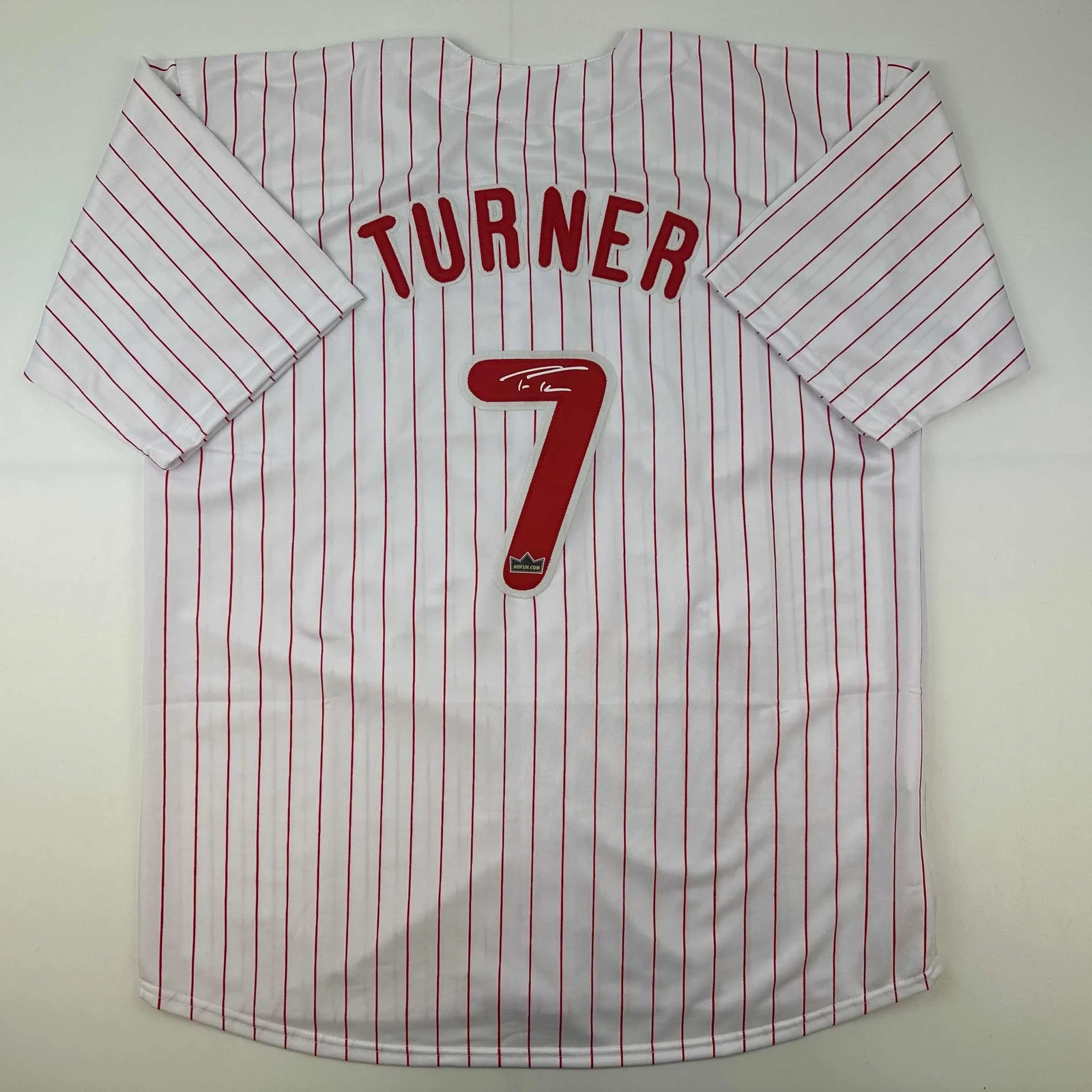 Facsimile Autographed Trea Turner Philadelphia Pinstripe Reprint Auto Jersey XL