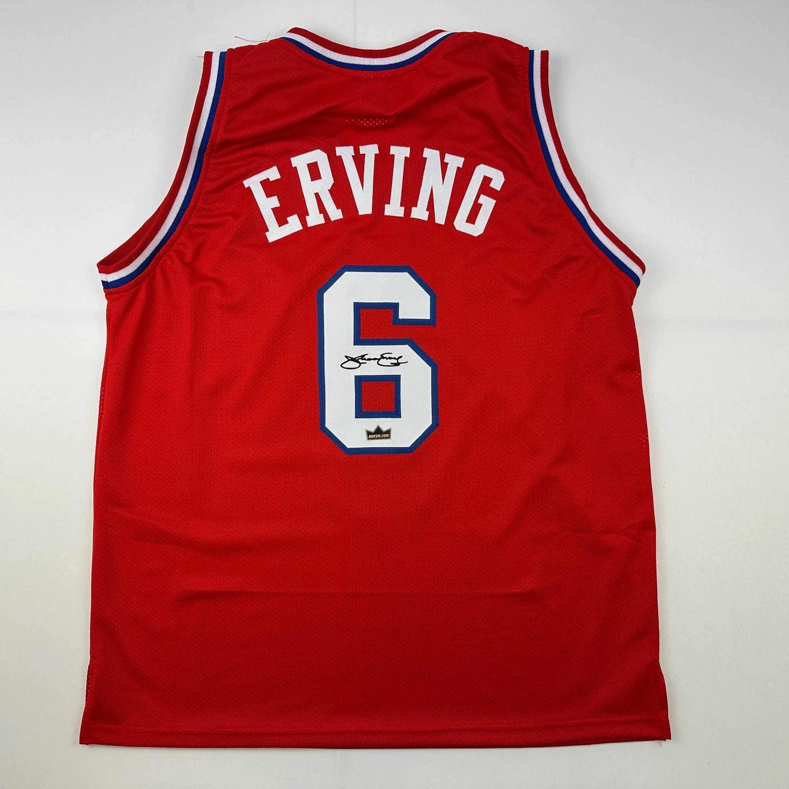 Facsimile Autographed Julius Dr J Erving Philadelphia Red Reprint Auto Jersey XL