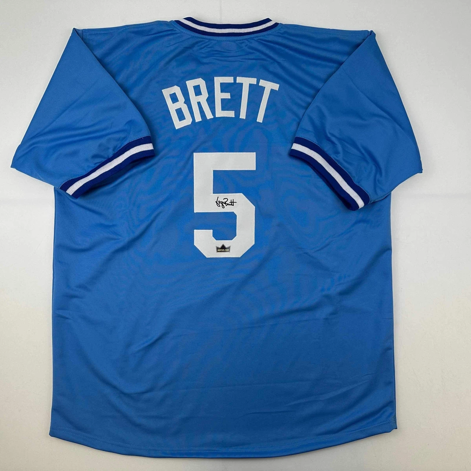 Facsimile Autographed George Brett Kansas City Blue Reprint Auto Jersey Men's XL