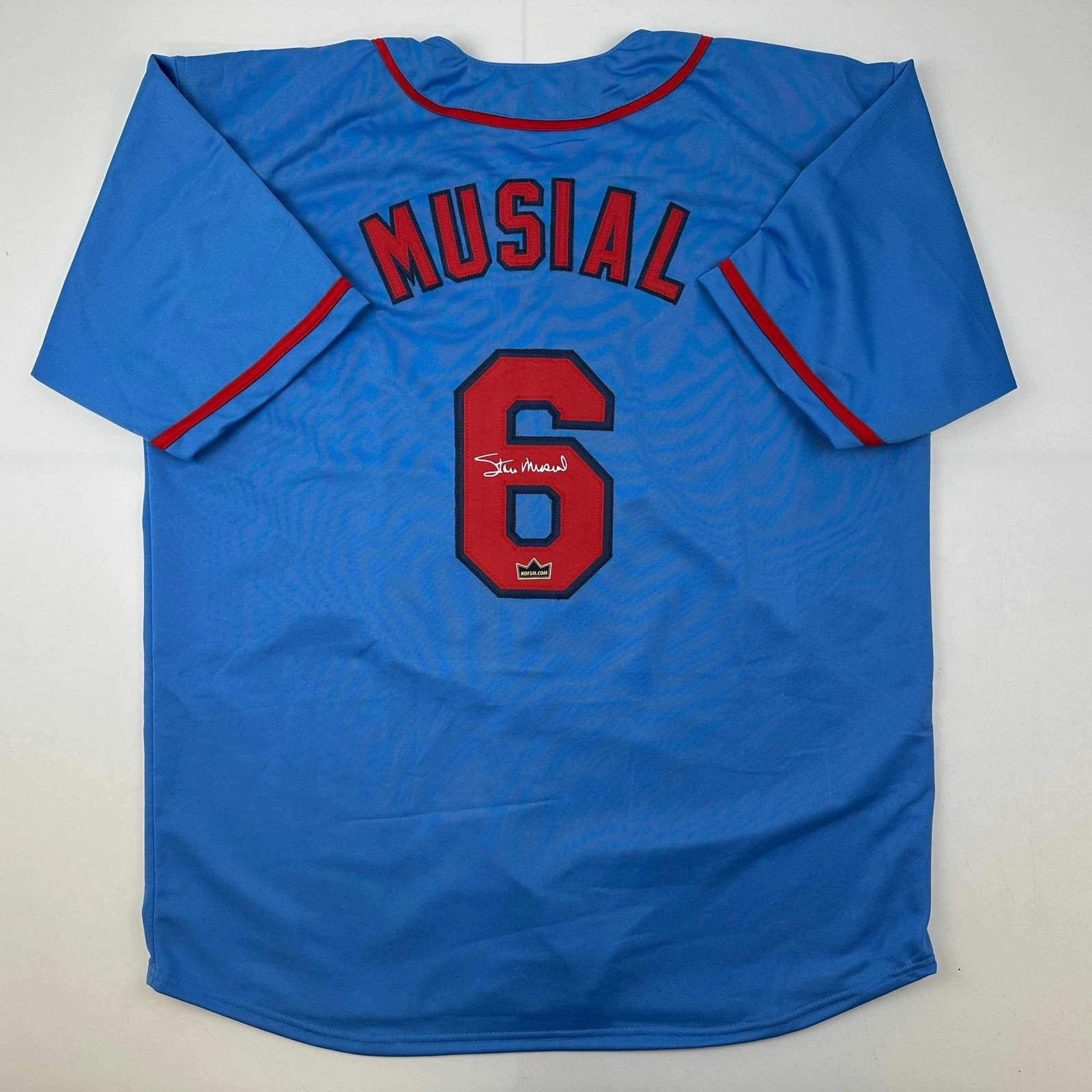 Facsimile Autographed Stan Musial St. Louis Blue Reprint Auto Jersey Men's XL