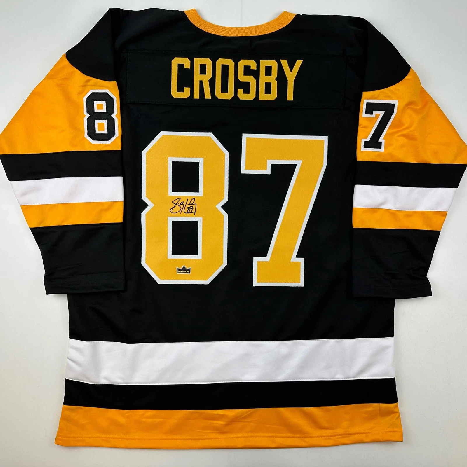 Facsimile Autographed Sidney Crosby Pittsburgh Black Reprint Auto Jersey Mens XL