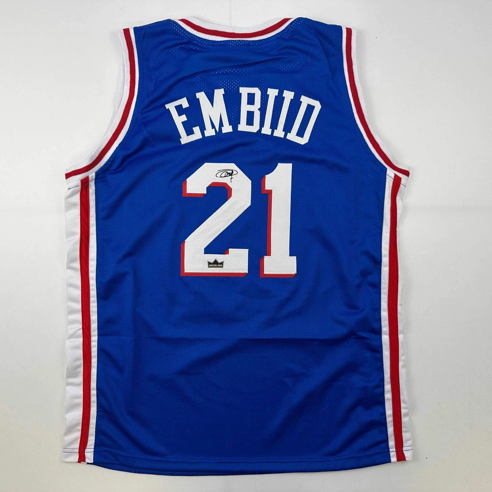 Facsimile Autographed Joel Embiid Philadelphia Blue Reprint Auto Jersey Men's XL