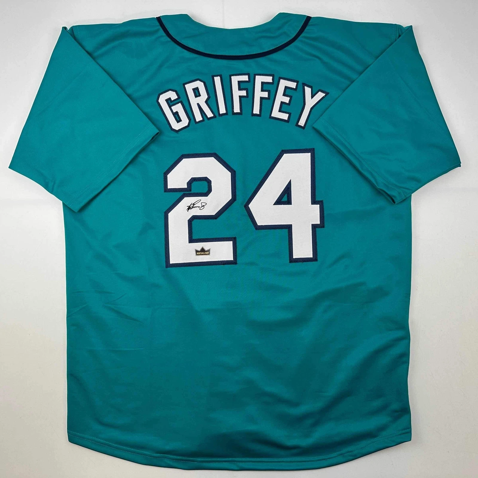 Facsimile Autographed Ken Griffey Jr. Seattle Teal Reprint Auto Jersey Men's XL