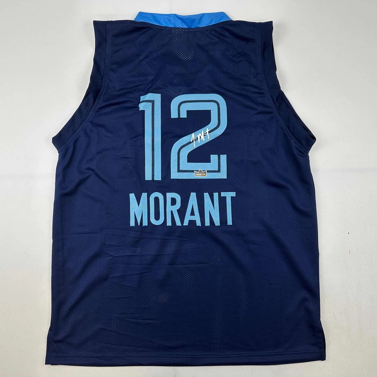 Facsimile Autographed Ja Morant Memphis Dark Blue Reprint Auto Jersey Men's XL