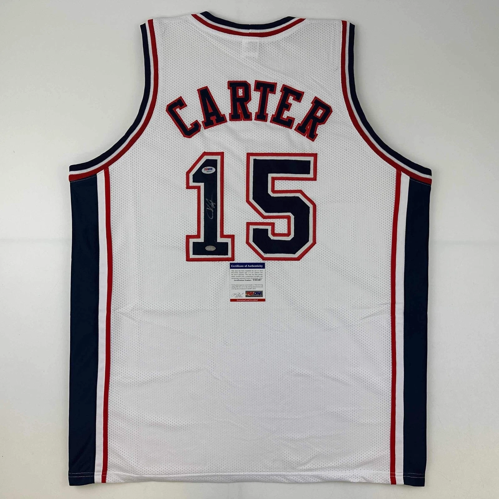 Autographed/Signed Vince Carter New Jersey White Basketball Jersey PSA/DNA COA