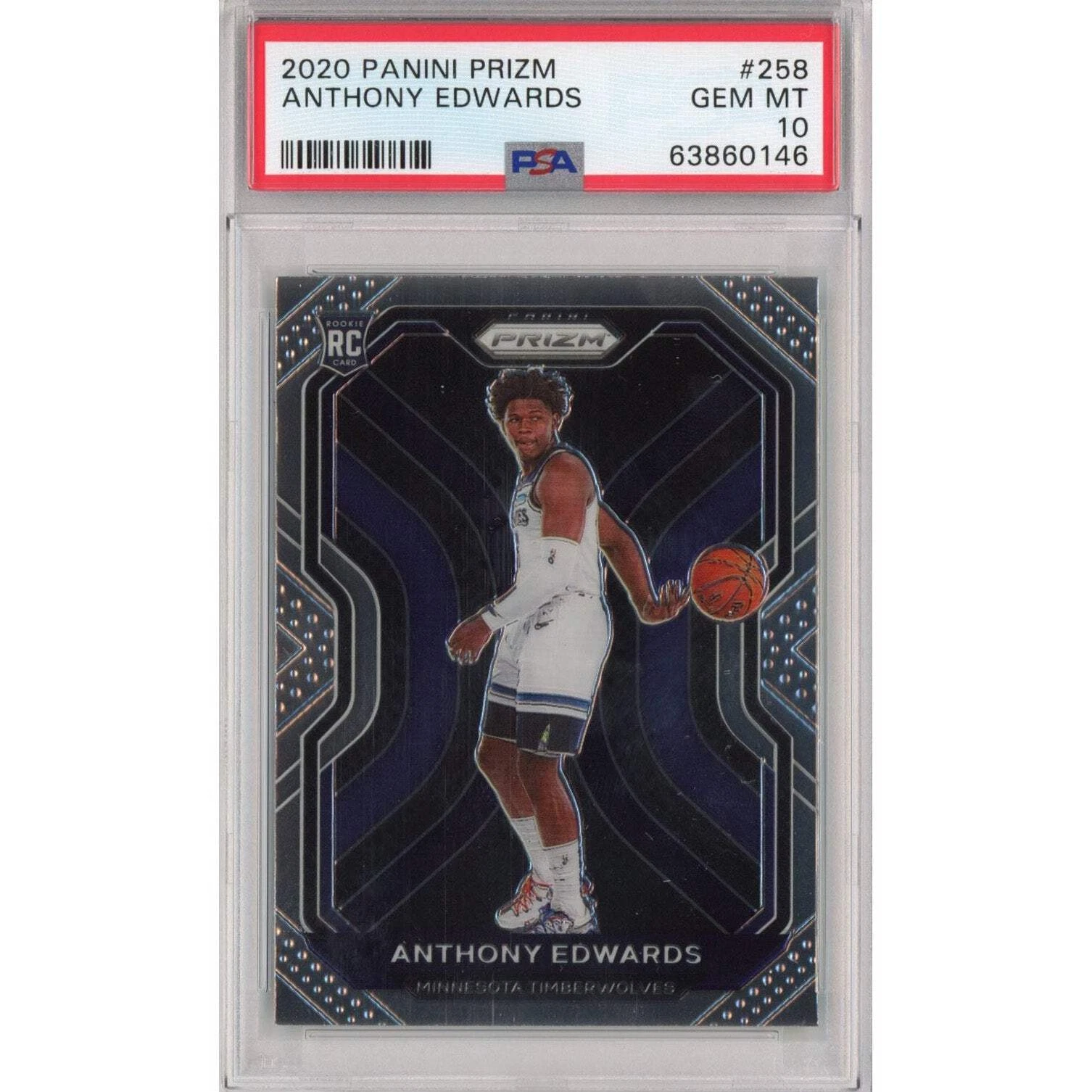 Graded 2020-21 Panini Prizm Anthony Edwards #258 Rookie RC Card PSA 10