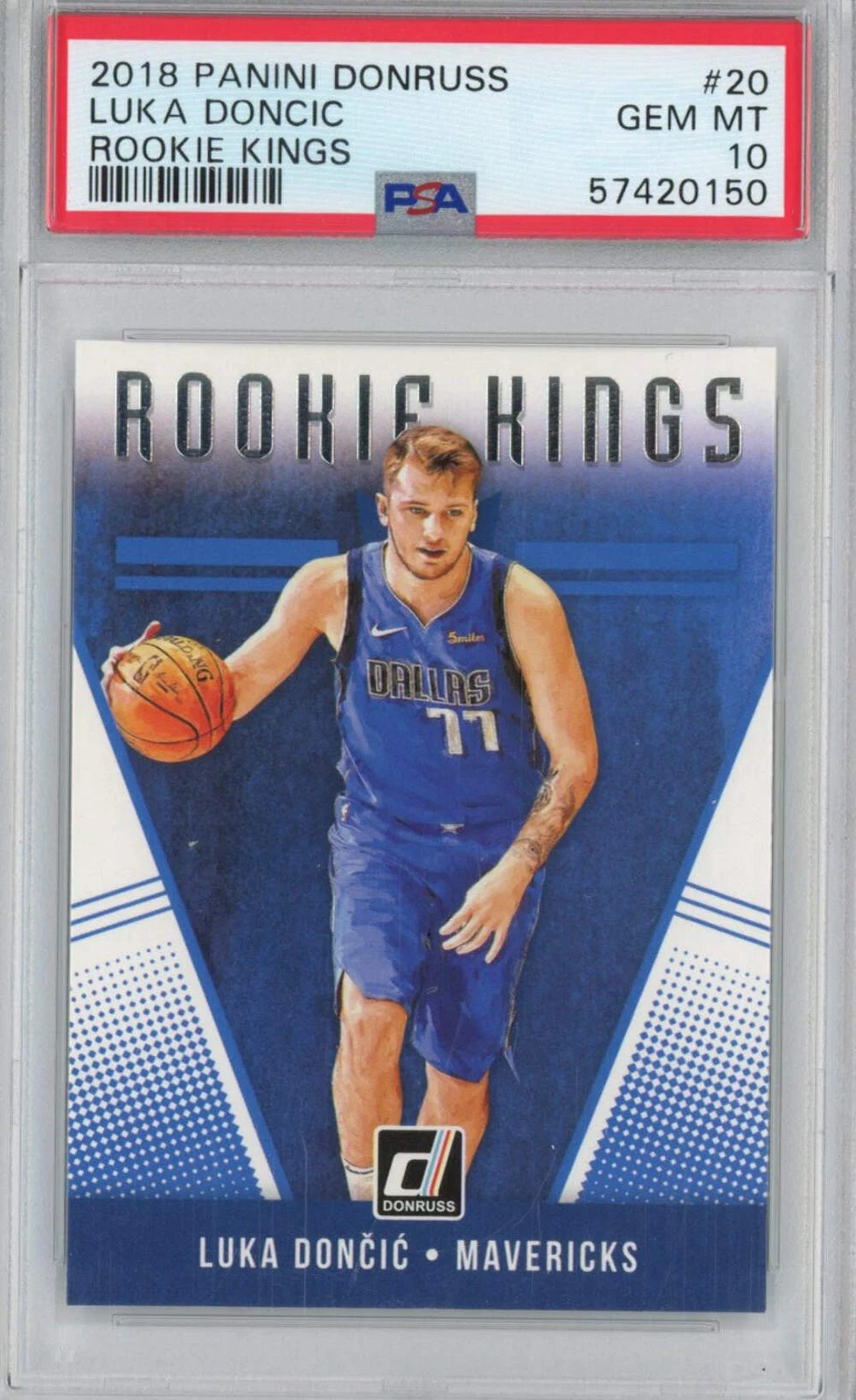 Graded 2018-19 Panini Donruss Luka Doncic #20 Rookie Kings RC Card PSA 10 Mint