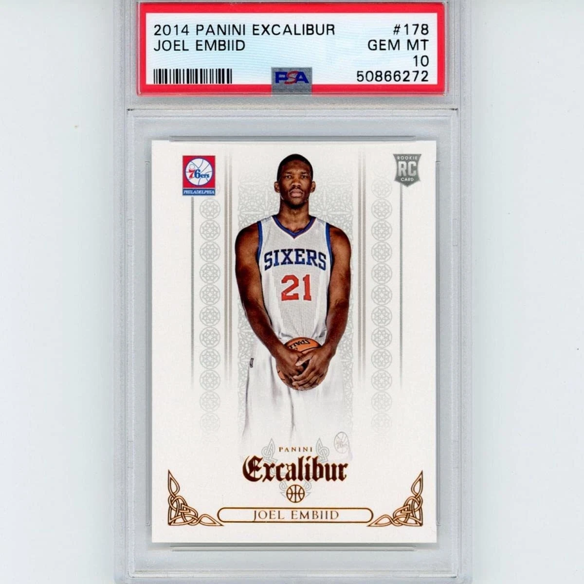 Graded 2014-15 Panini Excalibur Joel Embiid #178 Rookie RC Basketball Card PSA 1