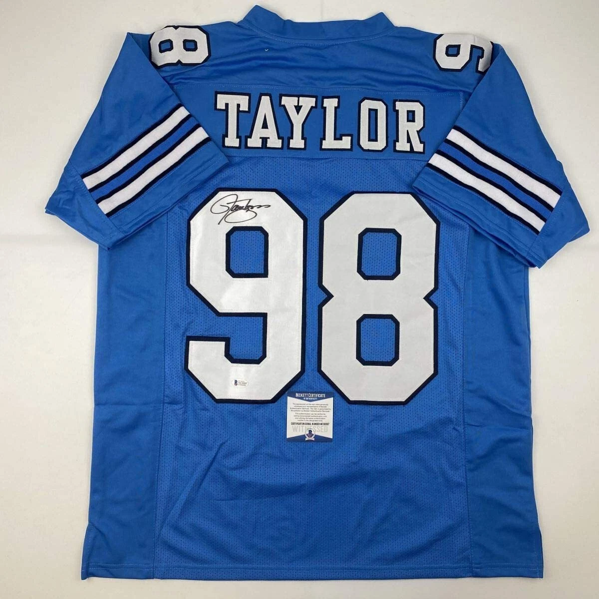 Autographed/Signed Lawrence Taylor North Carolina UNC Blue College Football Jers