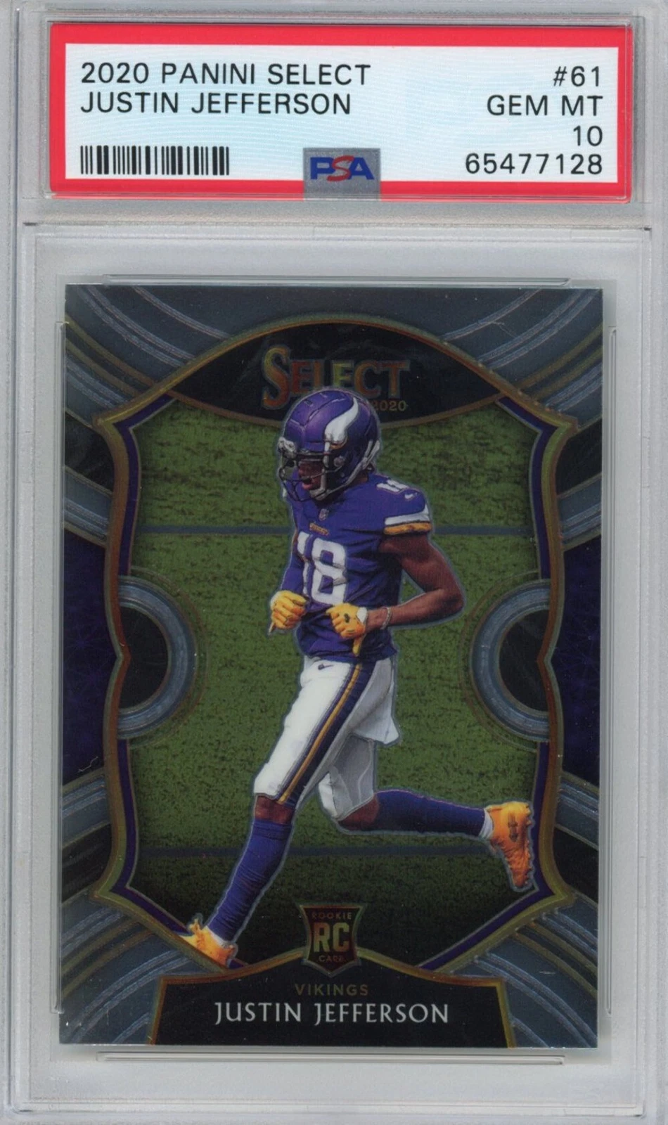 Graded 2020 Panini Select Justin Jefferson #61 Rookie RC Football Card PSA 10 Ge