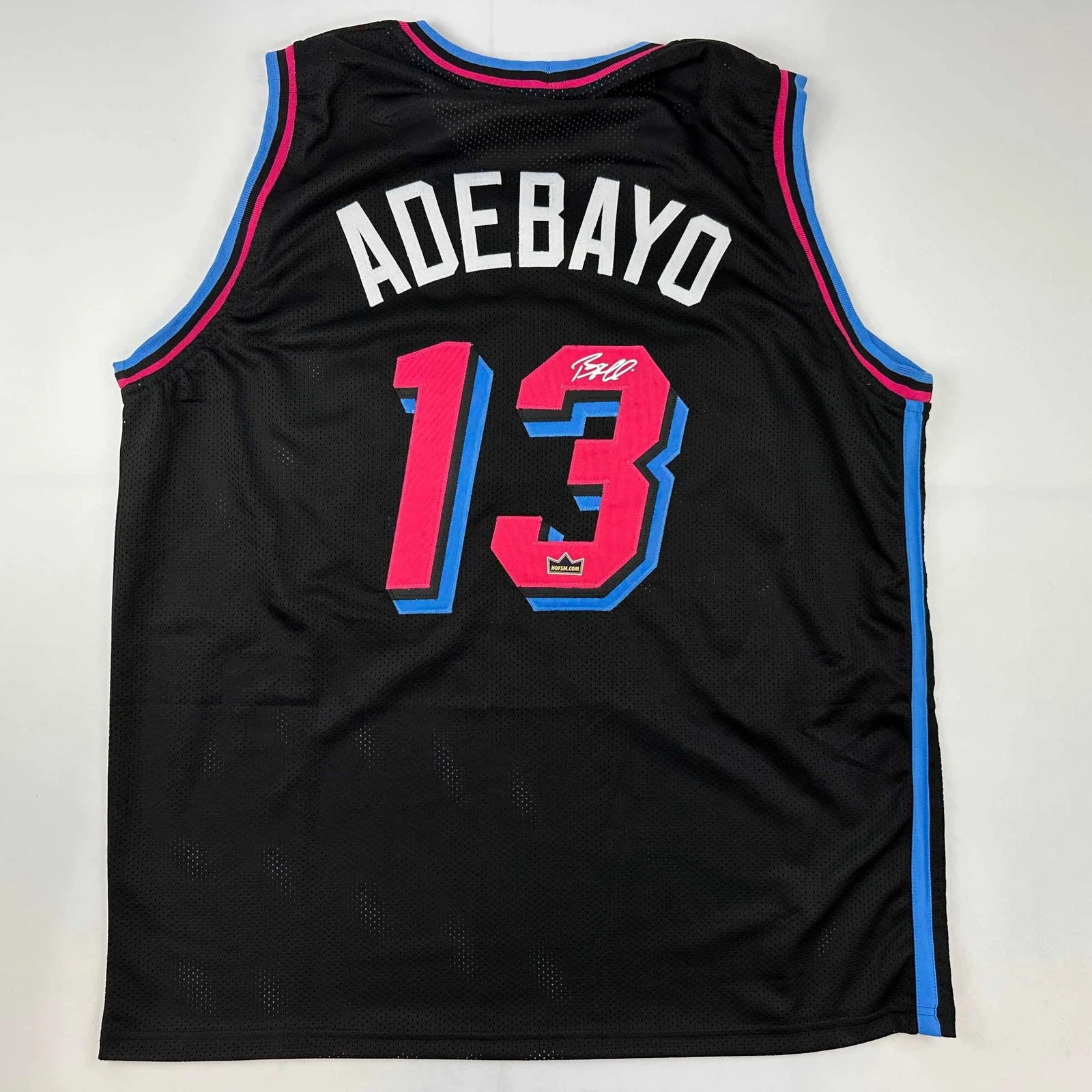 Facsimile Autographed Bam Adebayo Miami Black Vice City Reprint Jersey Men's XL