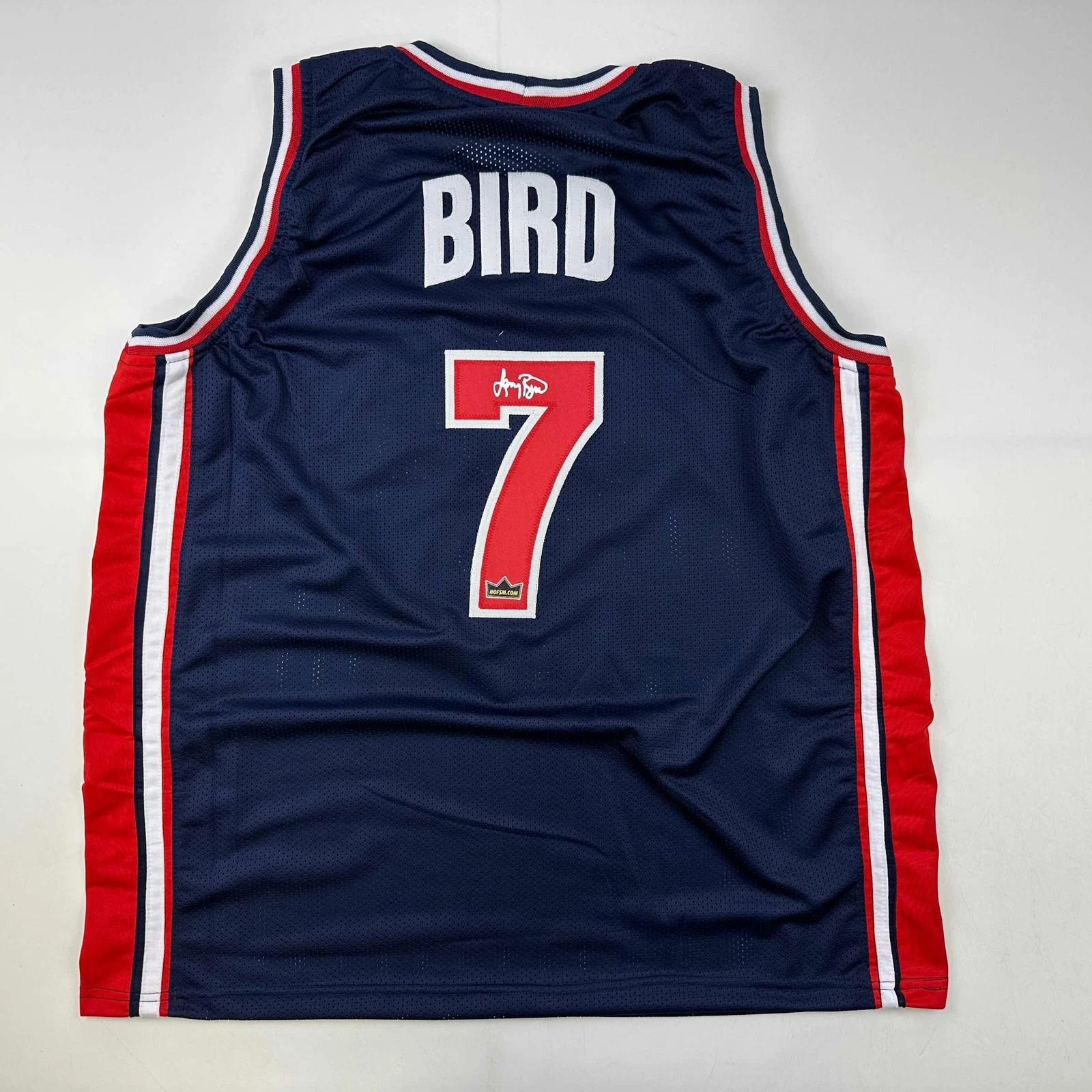 Facsimile Autographed Larry Bird United States Olympics Blue Reprint Jersey XL