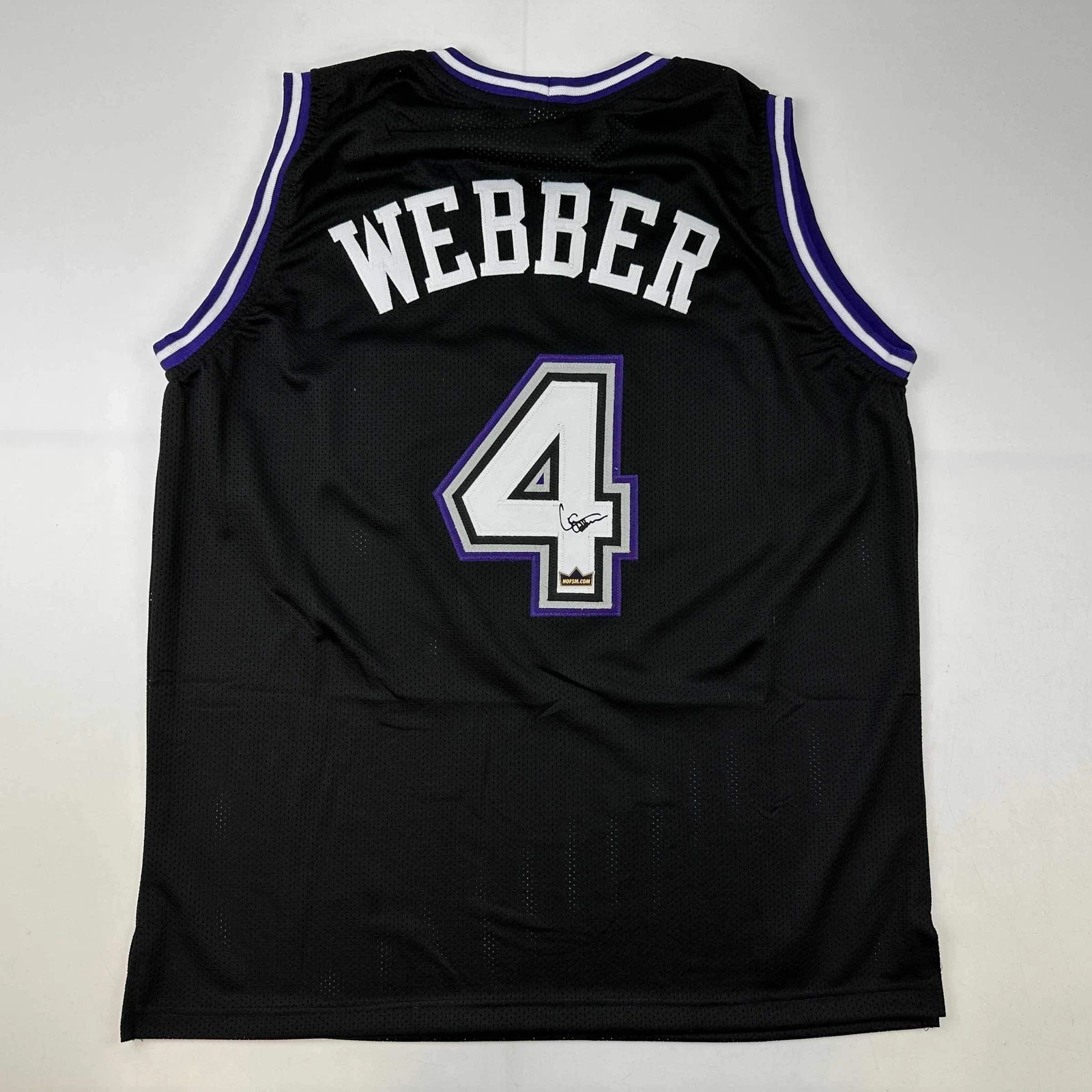 Facsimile Autographed Chris Webber Sacramento Black Reprint Jersey Size Men's XL
