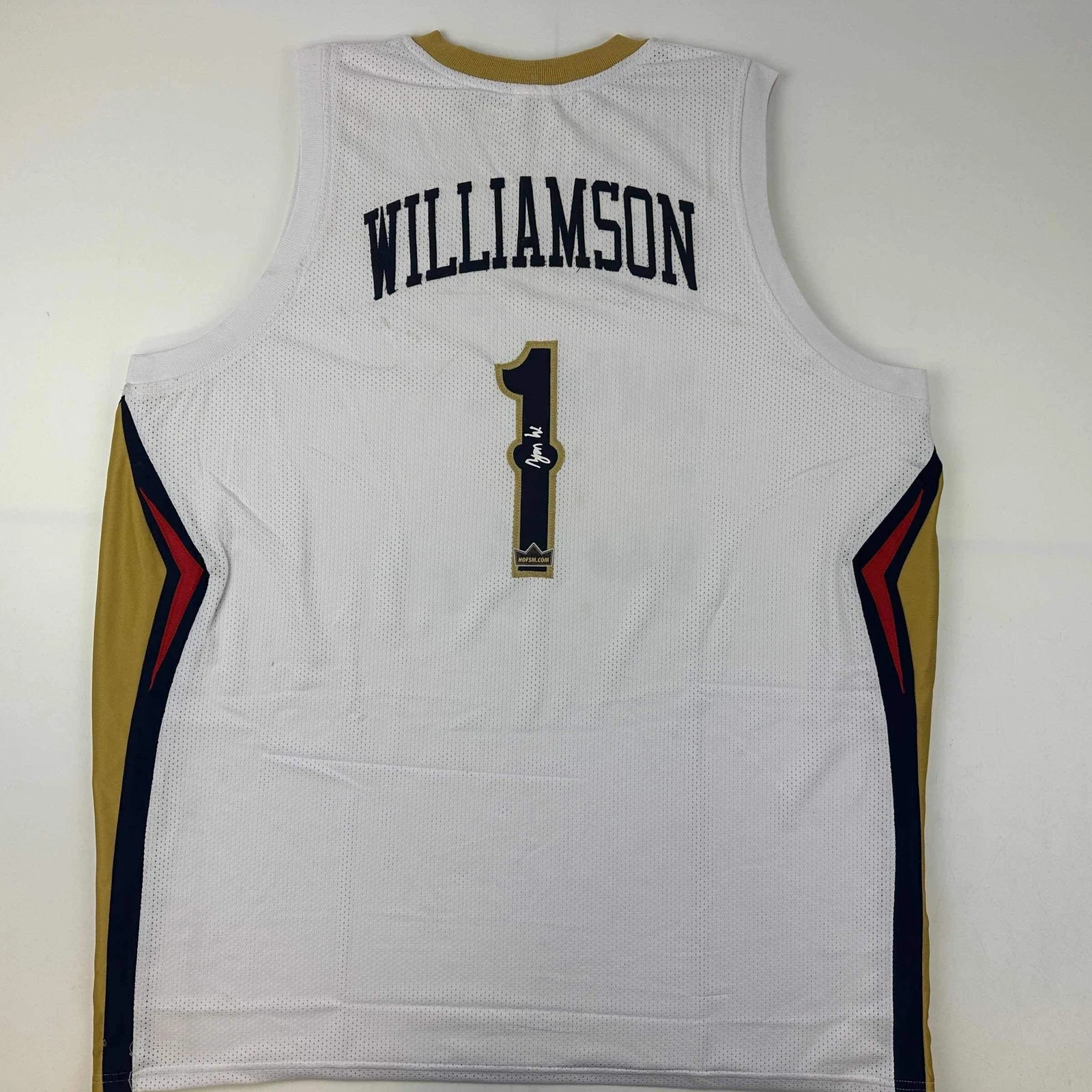 Facsimile Autographed Zion Williamson New Orleans White Reprint Jersey Men's XL