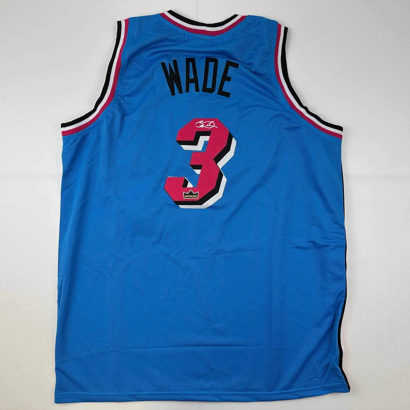 Facsimile Autographed Dwyane Wade Miami Blue Vice City Reprint Jersey Men's XL