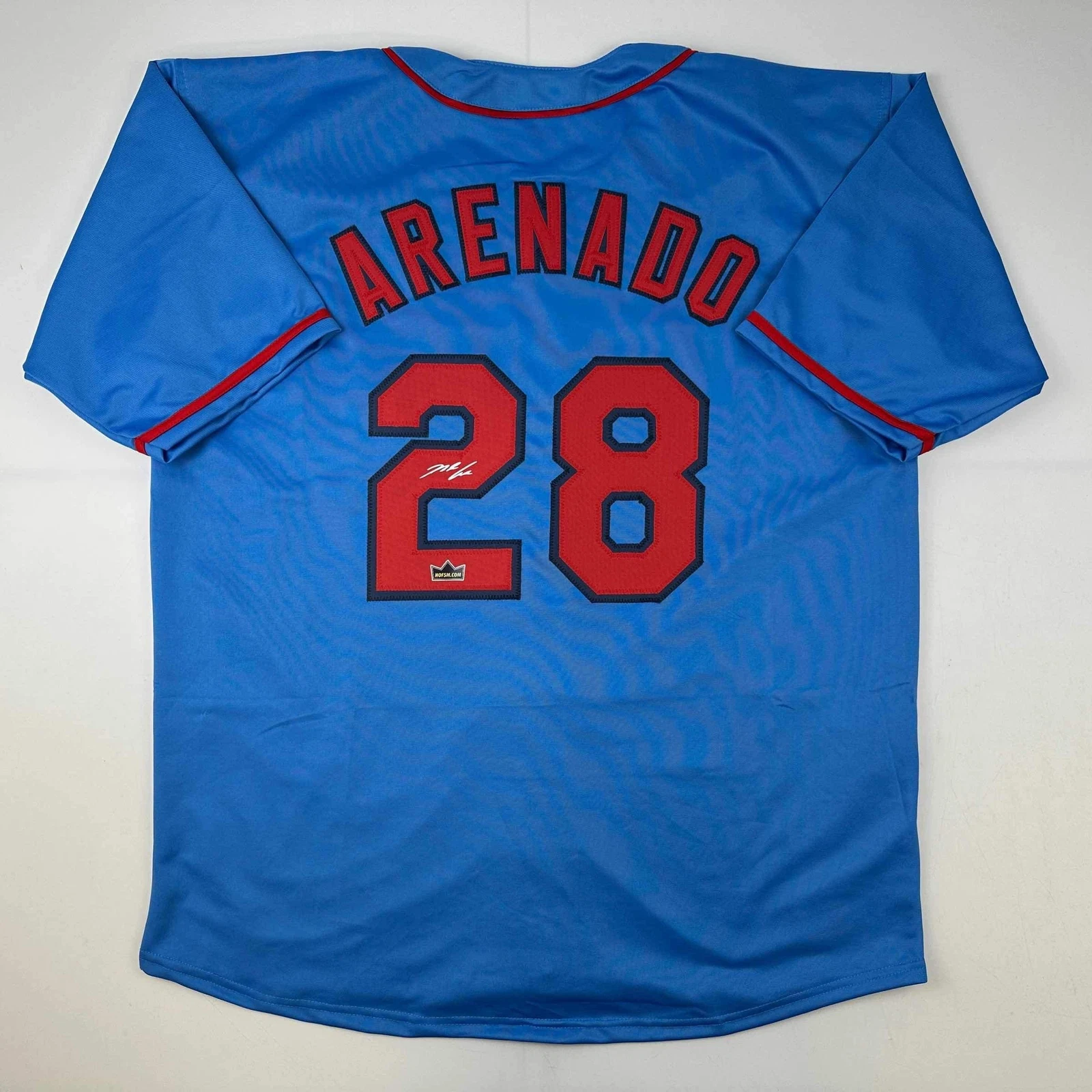 Facsimile Autographed Nolan Arenado St. Louis Blue Reprint Jersey Size Men's XL