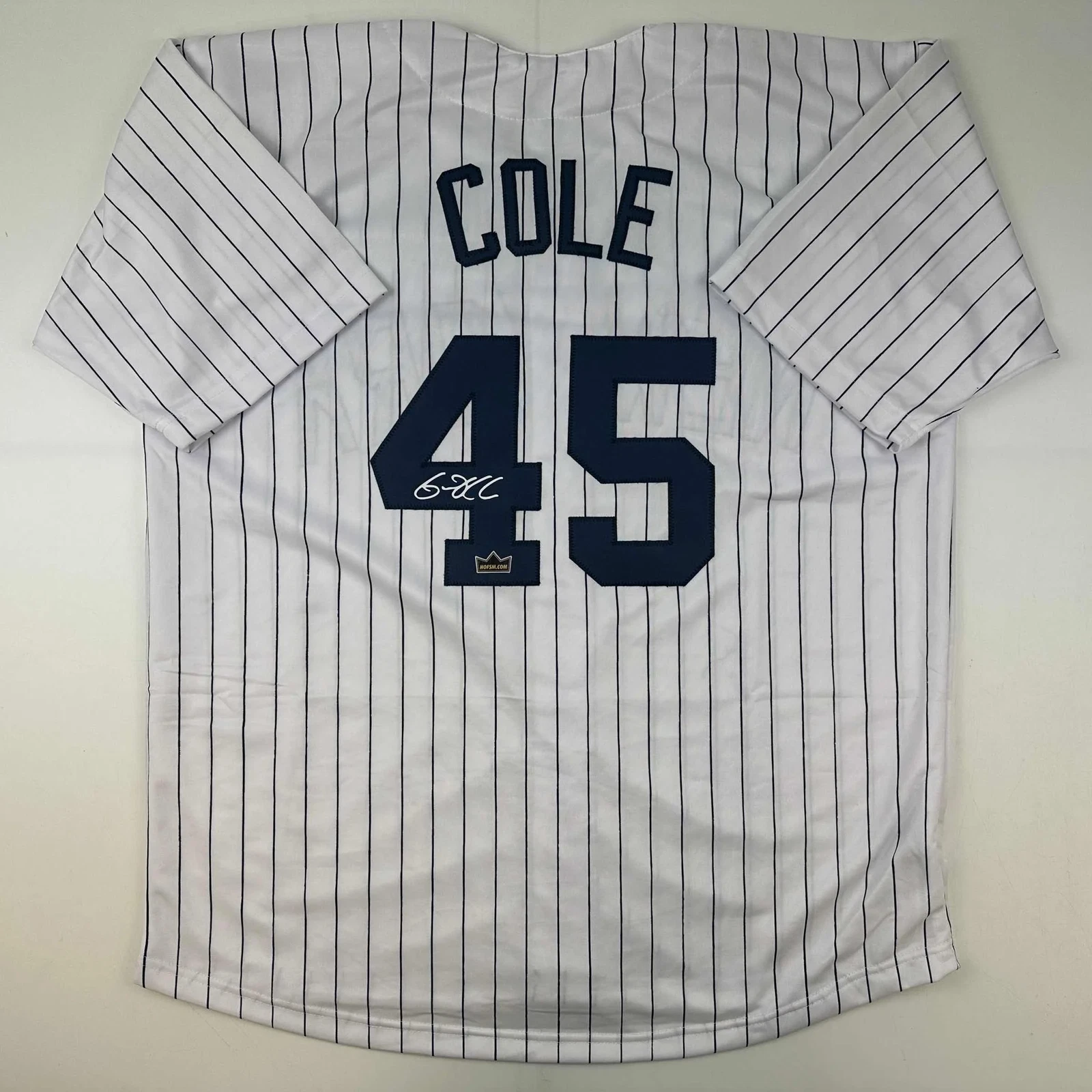 Facsimile Autographed Gerrit Cole New York Pinstripe Reprint Jersey Size Men's X