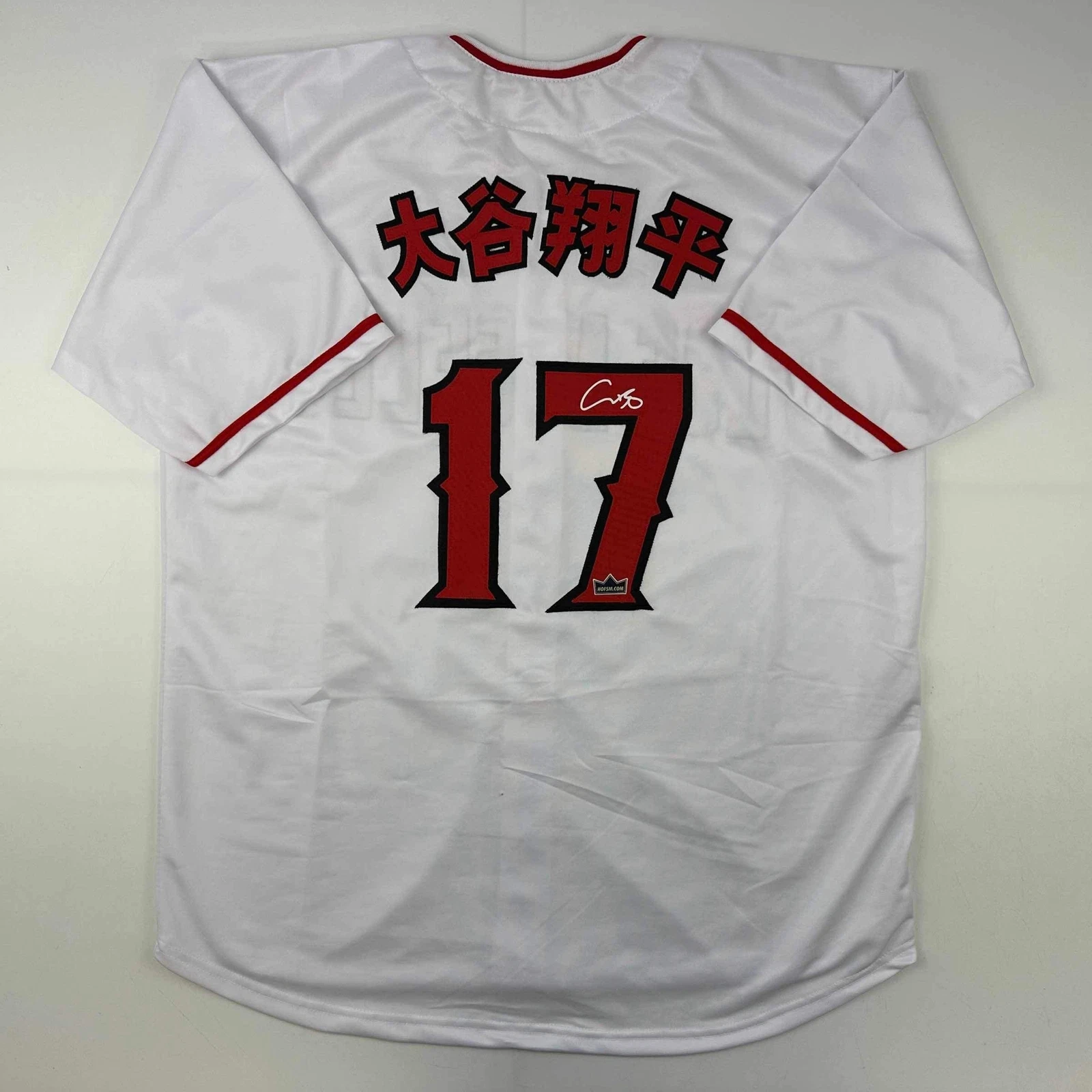 Facsimile Autographed Shohei Ohtani Kanji LA Anaheim White Jersey Size Men's XL