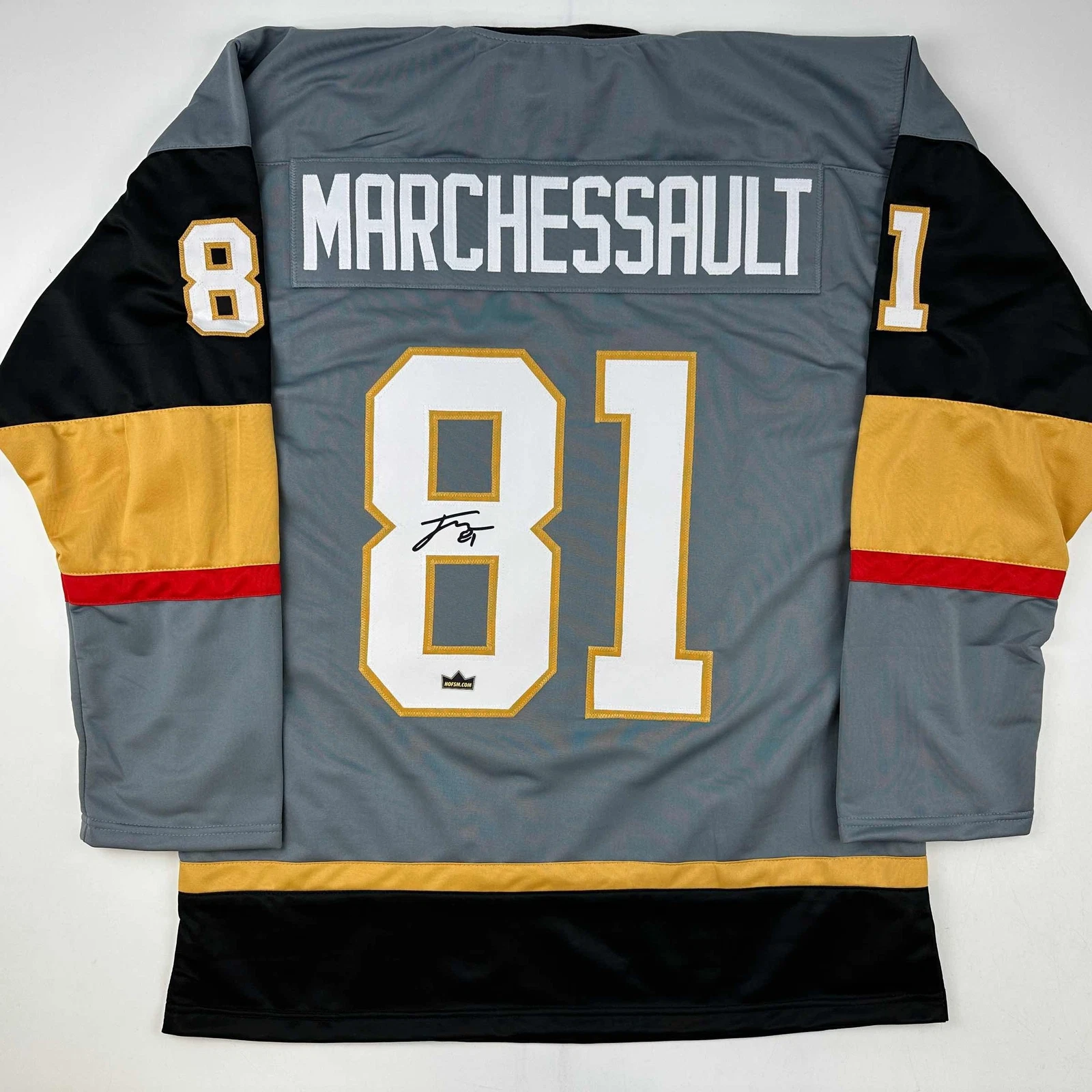 Facsimile Autographed Jonathan Marchessault Vegas Grey Reprint Jersey Men's XL
